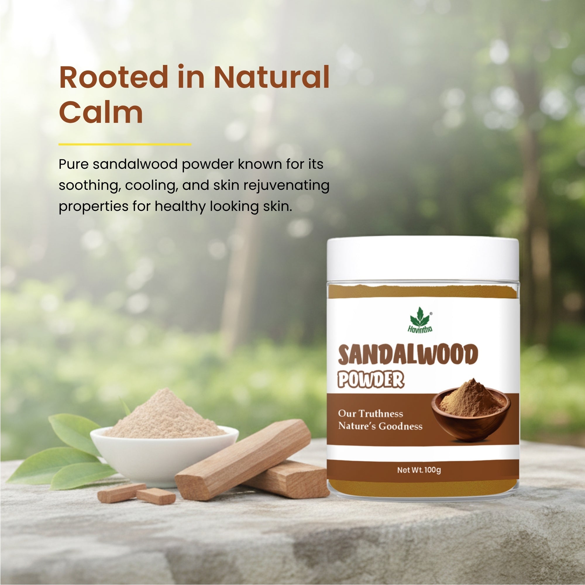 Havintha Pure and Natural Sandal Wood Powder for Skin Care ,Face Wash - 100 gm.