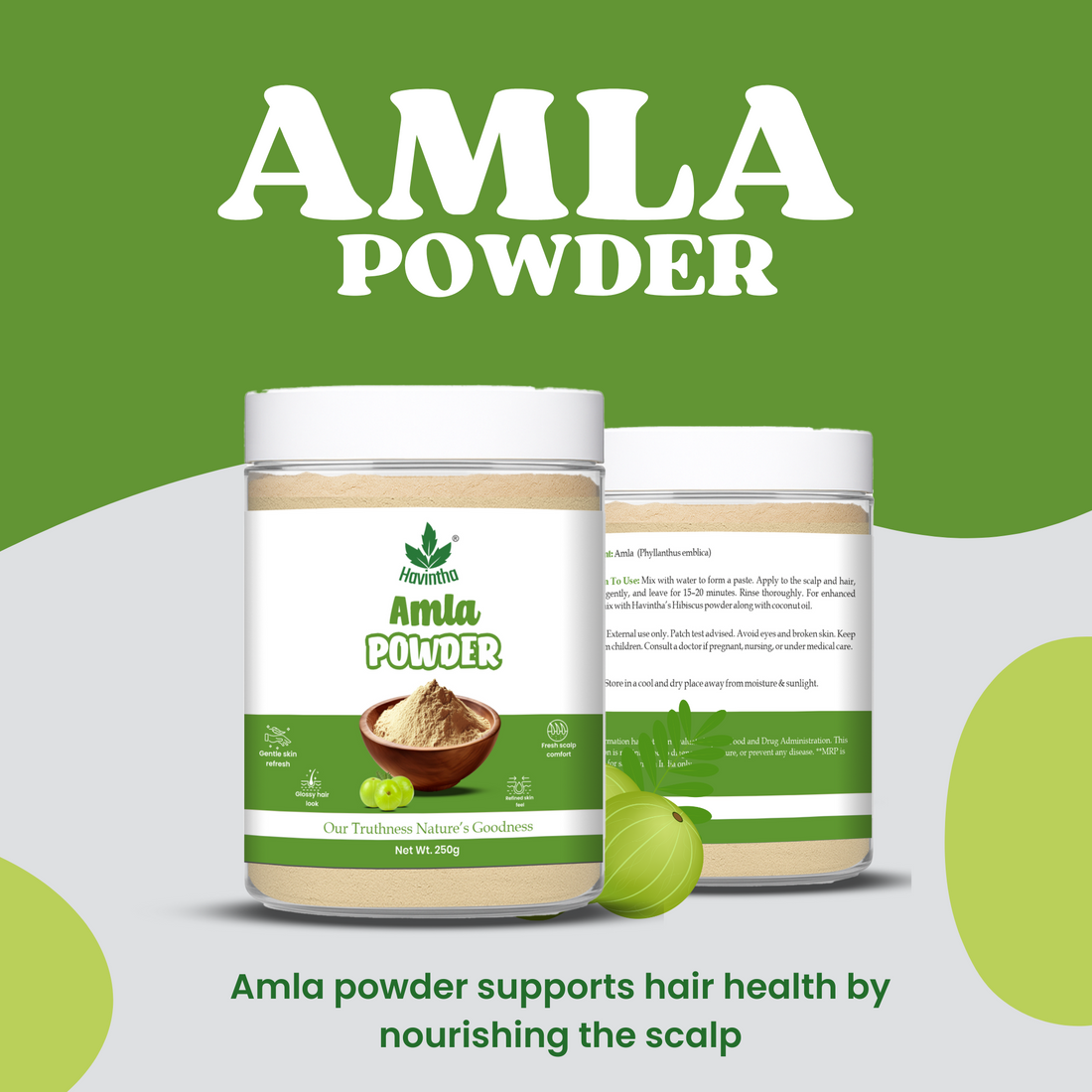 Havintha Natural Amla Powder | 250 Grams (JAR)