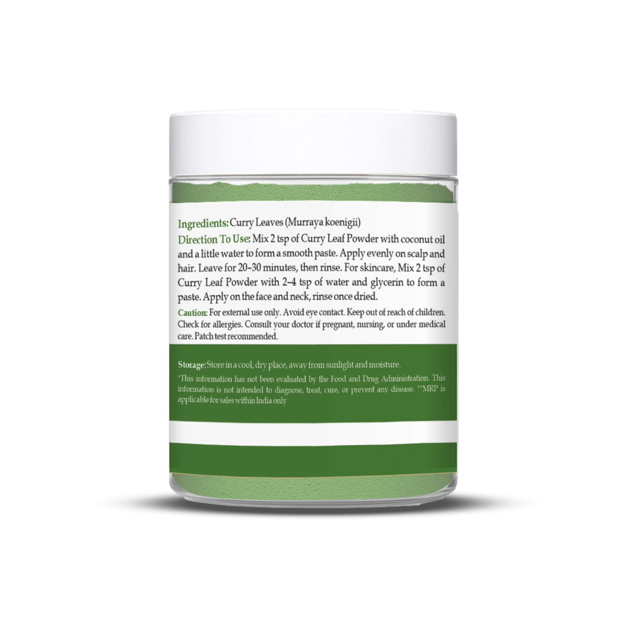Havintha Curry Patta (Murraya koenigii) Natural Dry Curry Leaves Powder for Long, Strong and Shiny Hair - 100gm