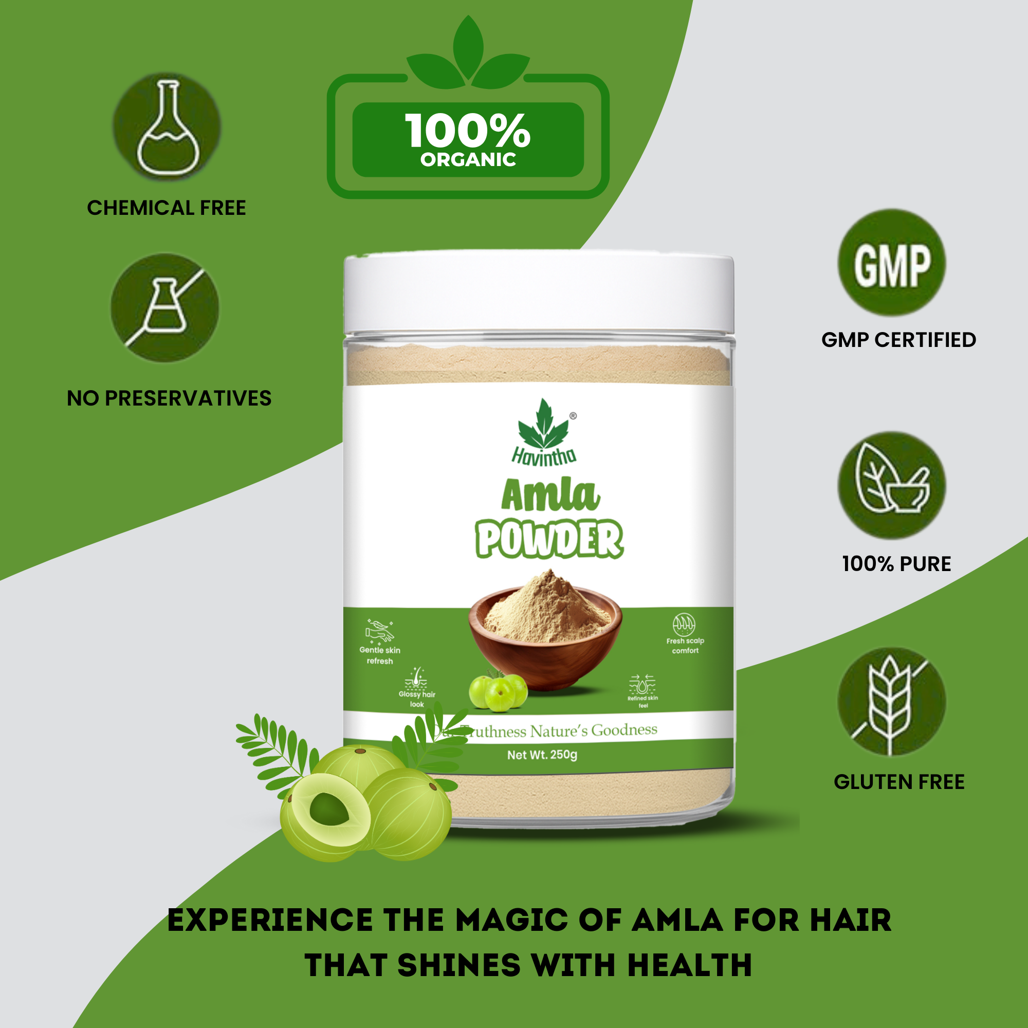 Havintha Natural Amla Powder | 250 Grams (JAR)