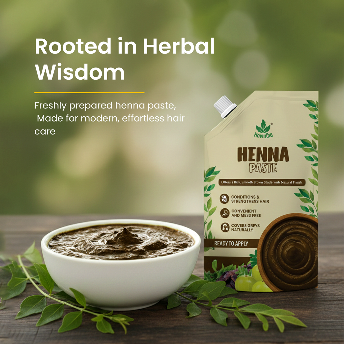 Havintha Natural Henna Paste for Hair – Pre-Mixed, Fresh Ready to Apply | for Men & Women – 200g