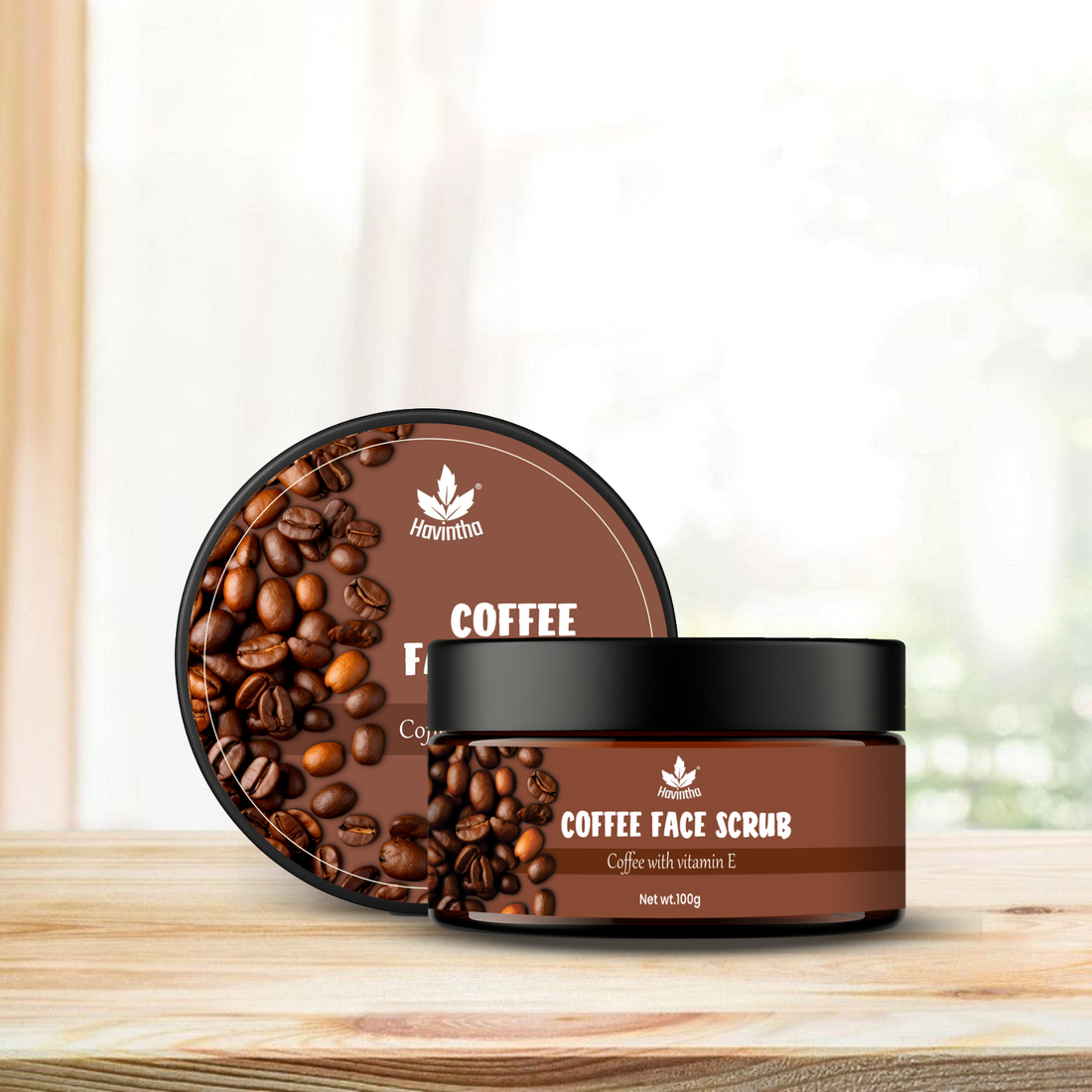 Havintha Coffee Face Scrub | Natural Exfoliator for Glowing Skin | Gentle, Skin-Brightening Formula – 100gm