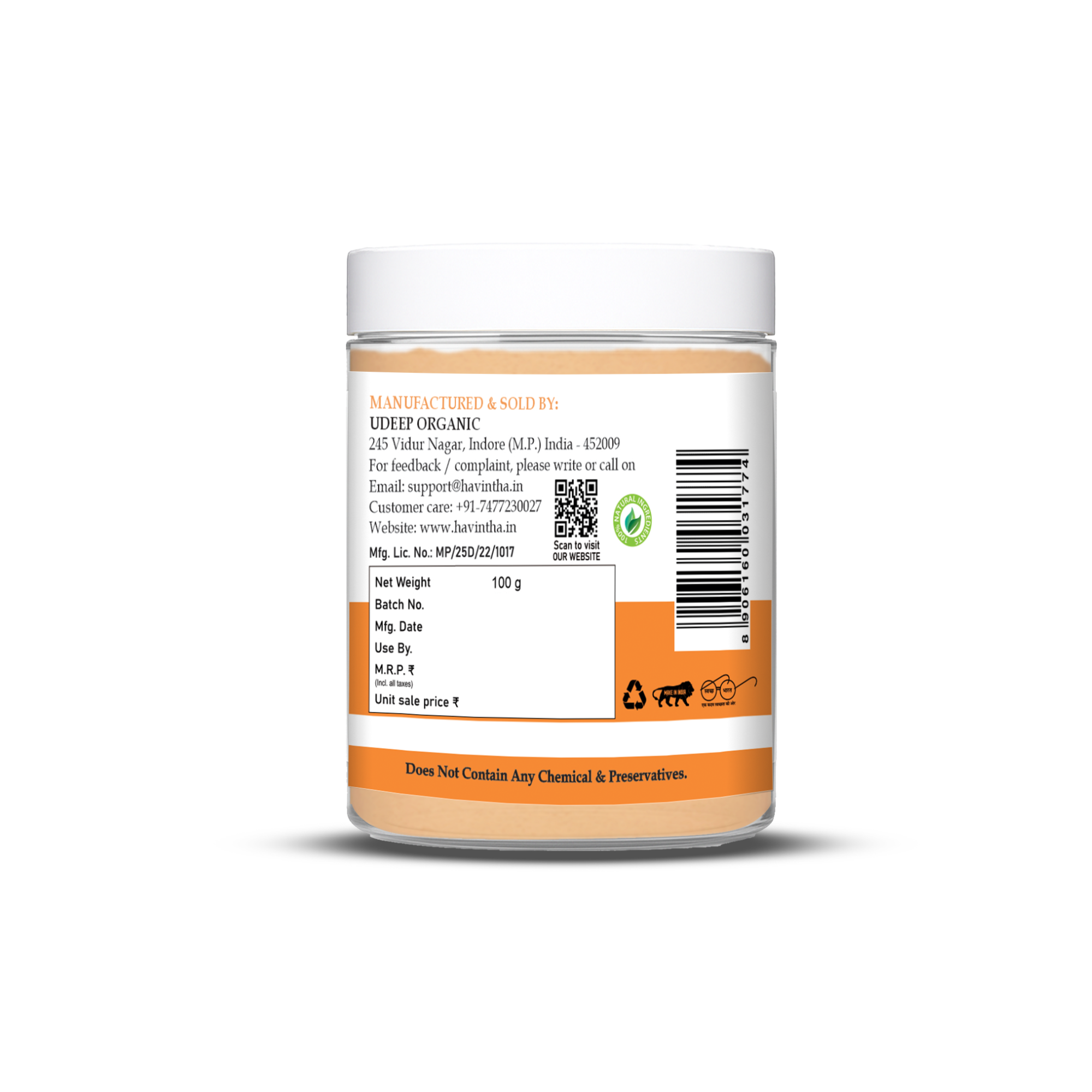 Havintha Masoor Dal Powder | For Glowing Skin | Good For All Skin Type | 100 Grams (JAR)