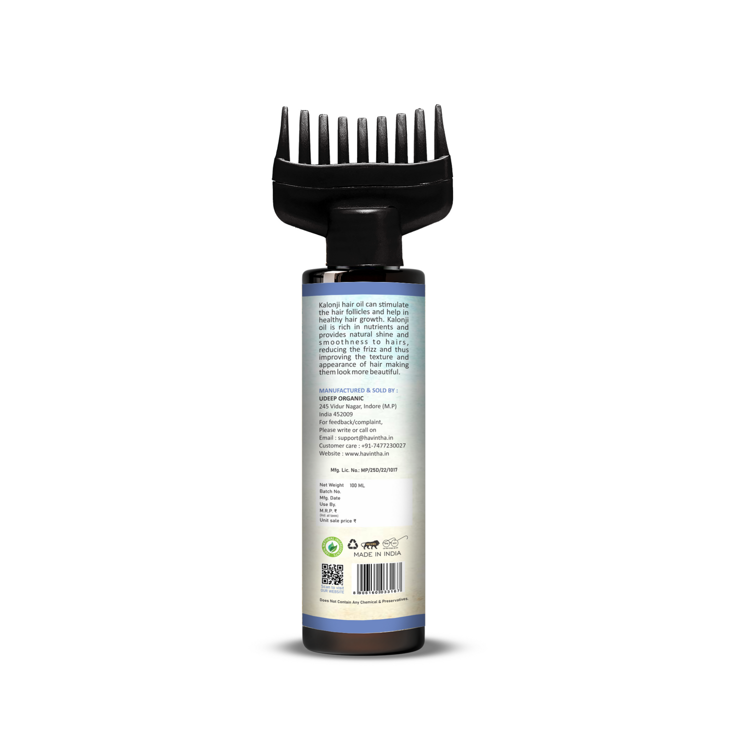 Havintha Natural Kalonji Hair Oil |Nourish & Strengthen Your Hair Naturally |Secret to Thick Hair |100 ml