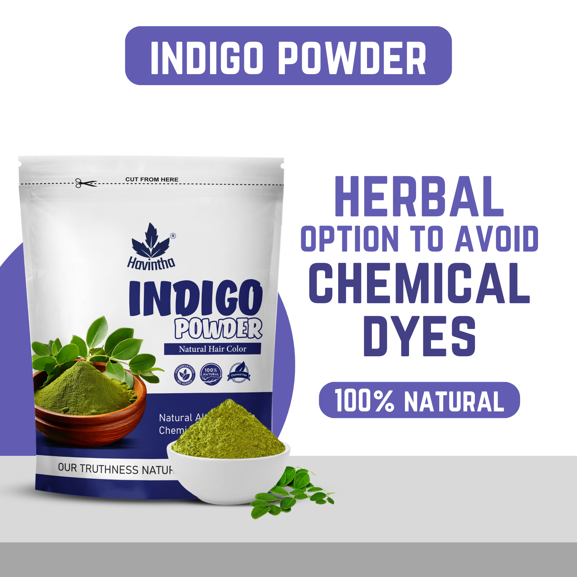 Natural Indigo Powder For Black Hair & Beard - 200 Grams