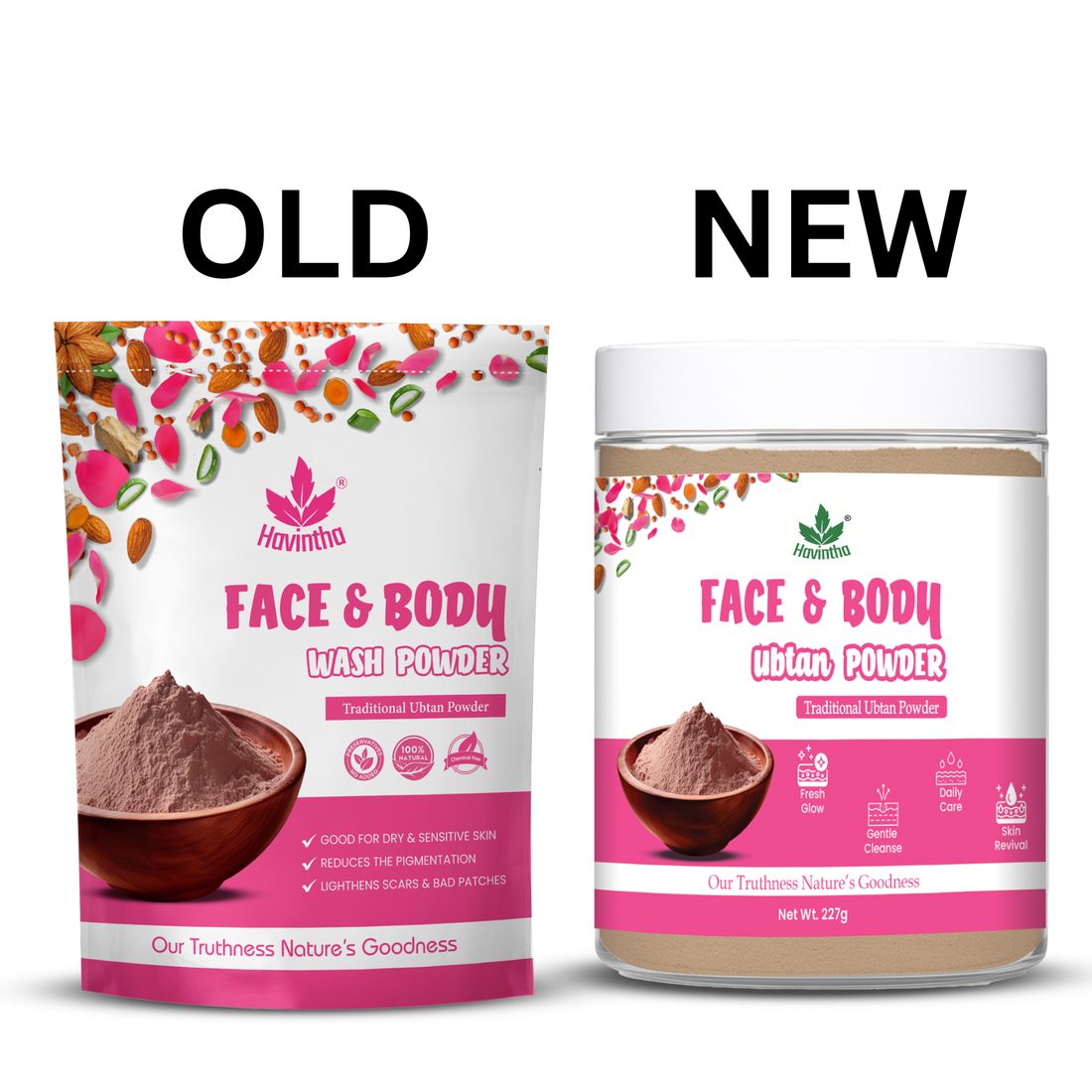 Havintha Natural Face and Body Ubtan Powder for All Skin Types (For Men and Women) - 227 gm