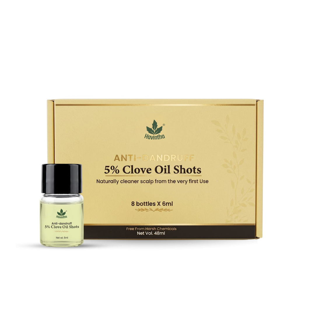 Havintha Anti-Dandruff 5% Clove Oil Shots For Hair – 8 Bottles × 6 ml (48 ml) | Helps Reduce Dandruff & Soothe Itchy Scalp