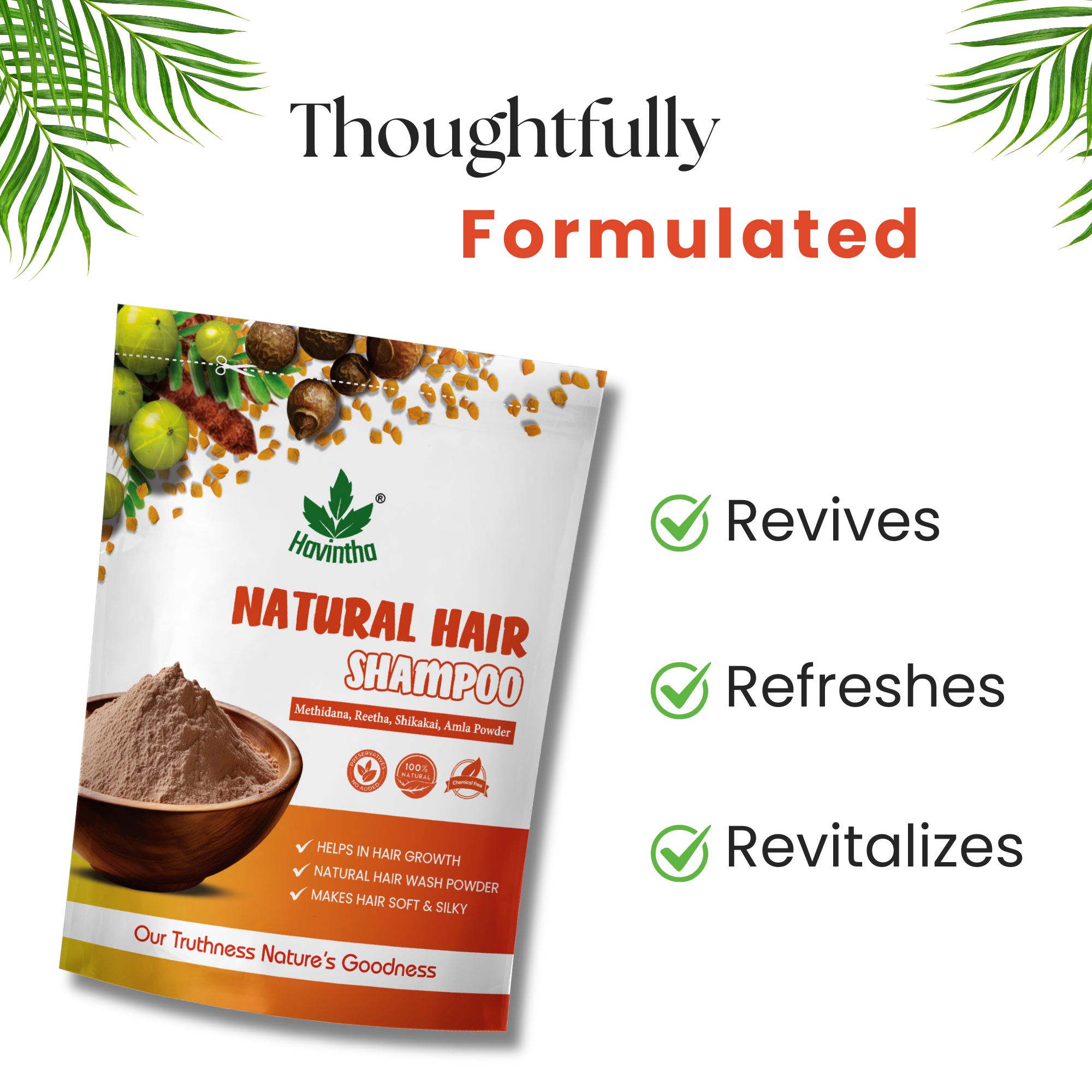 Natural Hair Shampoo with Methi Dana, Amla, Reetha & Shikakai – Fights Hair Fall & Promotes New Hair Growth |Men & Women (227g)