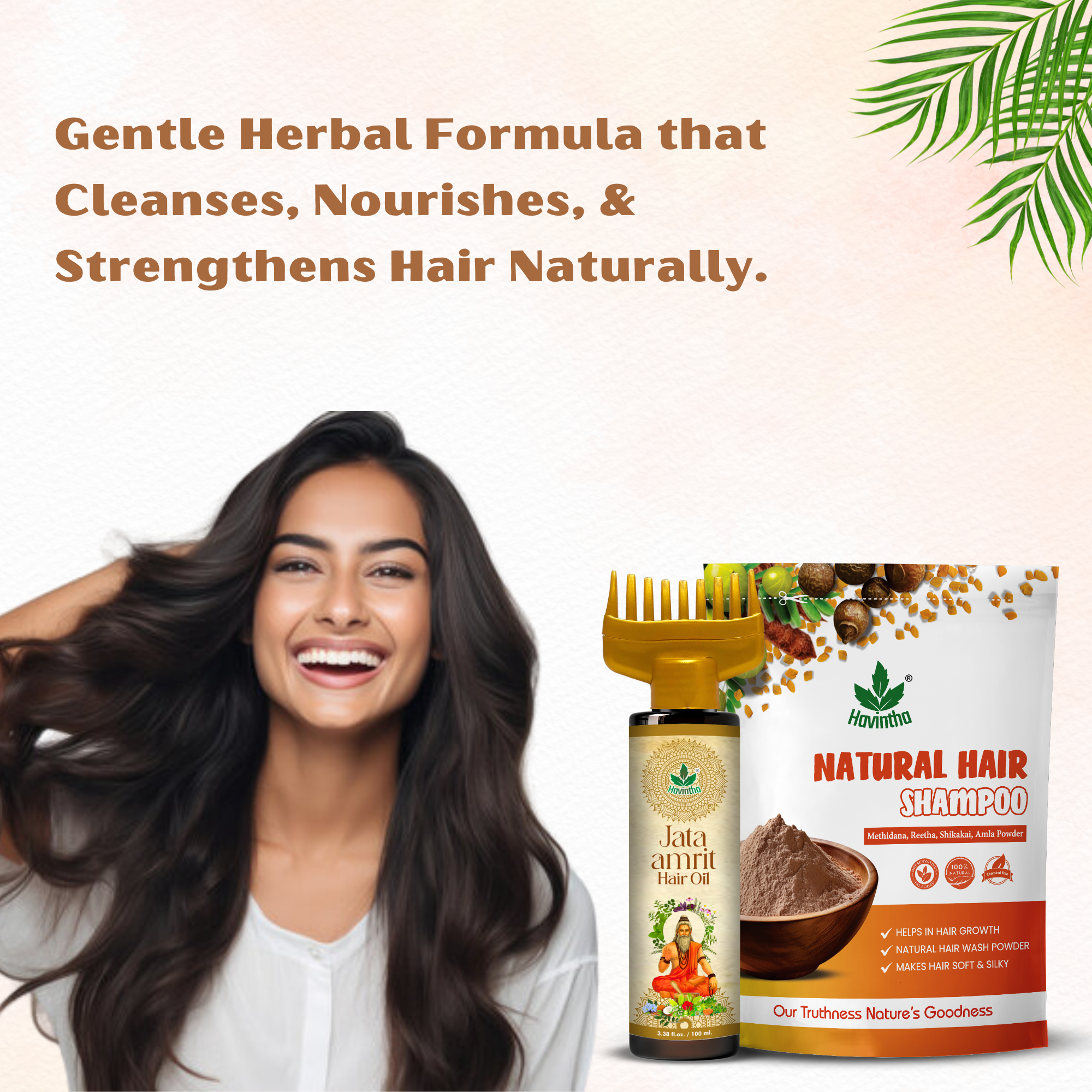 Natural Hair Shampoo (227g) for Scalp Clean & Hair Growth | Jata Amrit Hair Oil (100ml) for Nourishment & Shine | For Men & Women