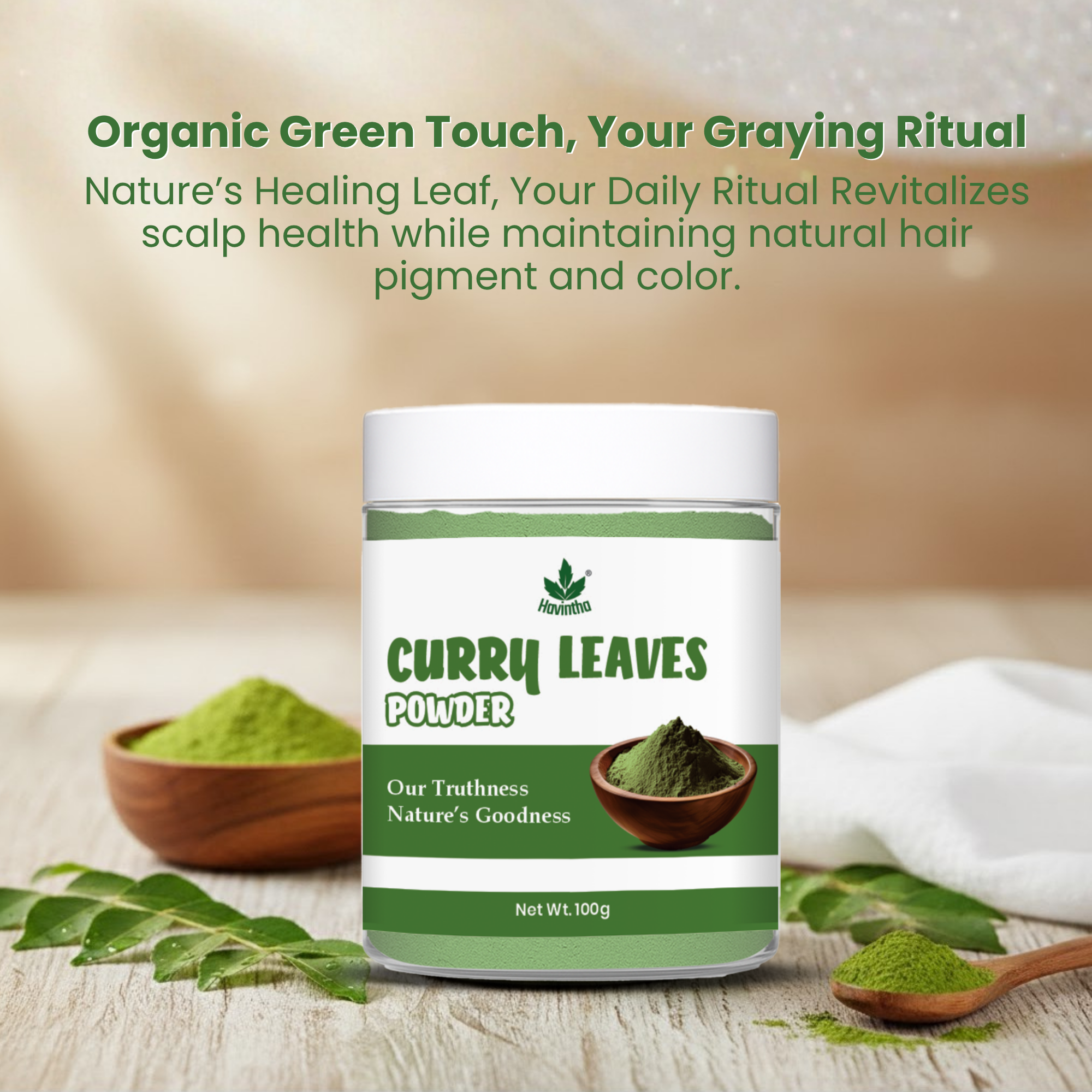 Havintha Curry Leaves Powder 100gm | Pure Murraya Koenigii Powder for Healthy Hair Growth & Hair Strength