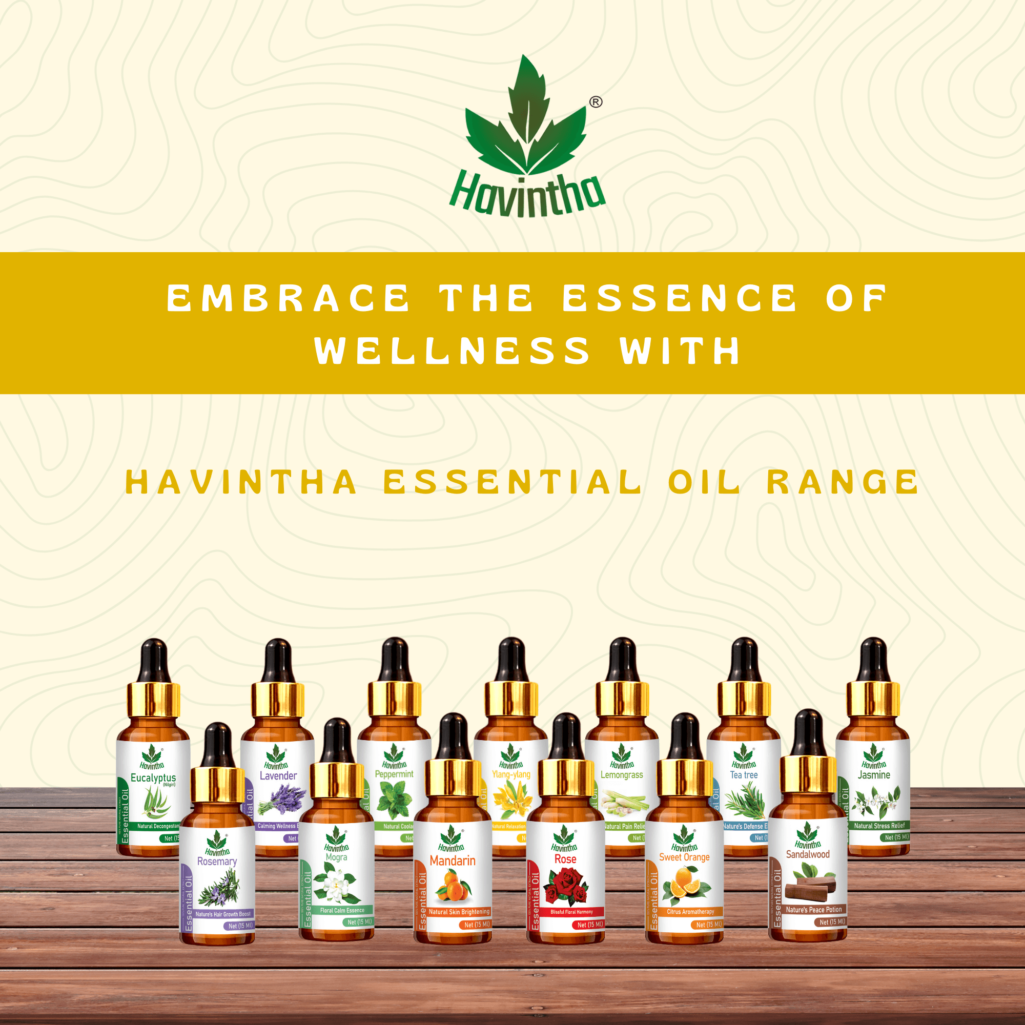 Havintha Ylang-Ylang Essential Oil For Deminishes Acne and Helpful For Hair Lice - Pure Aroma - 15ml.