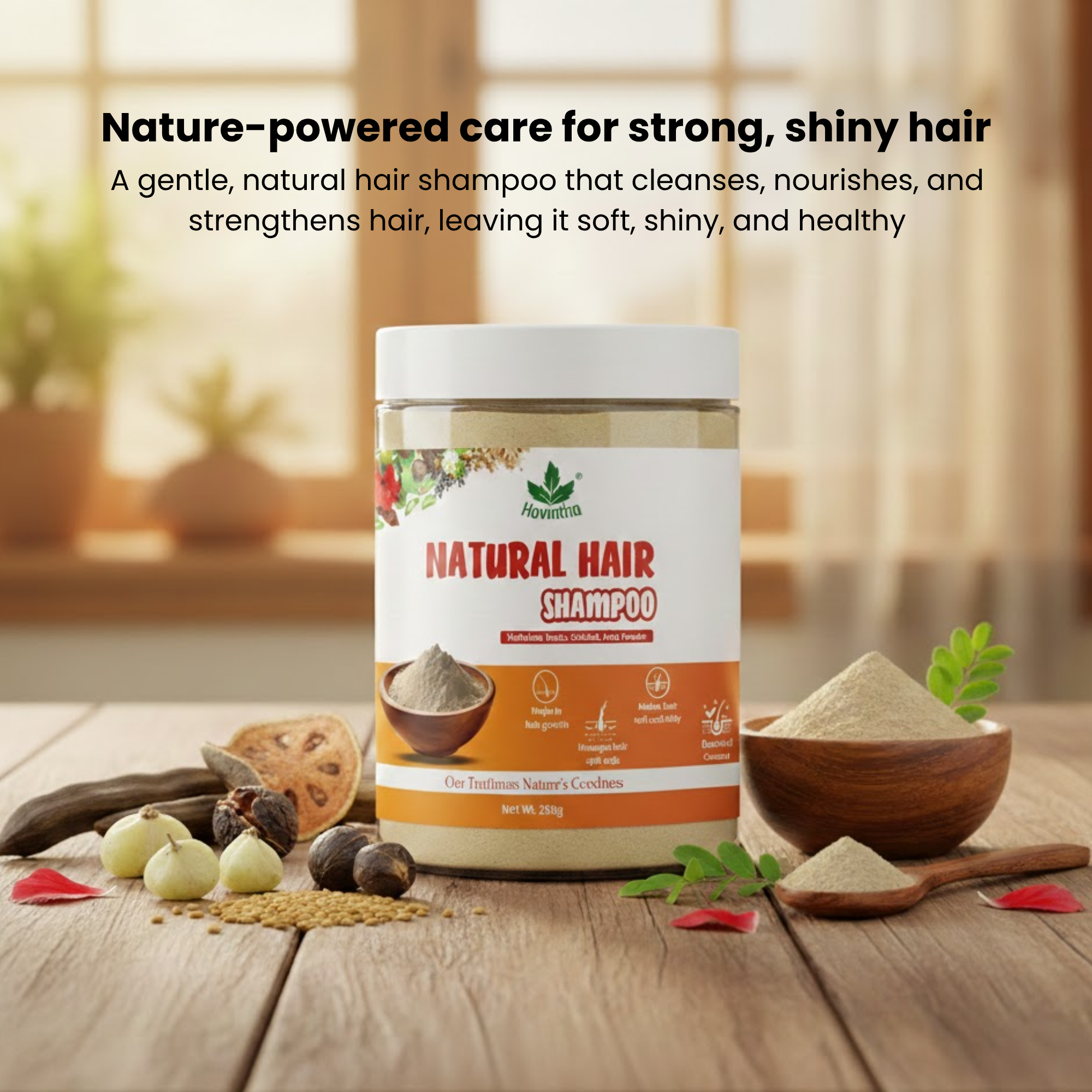 Natural Hair Shampoo with Methi Dana, Amla, Reetha & Shikakai – Fights Hair Fall & Promotes New Hair Growth |Men & Women (250g)