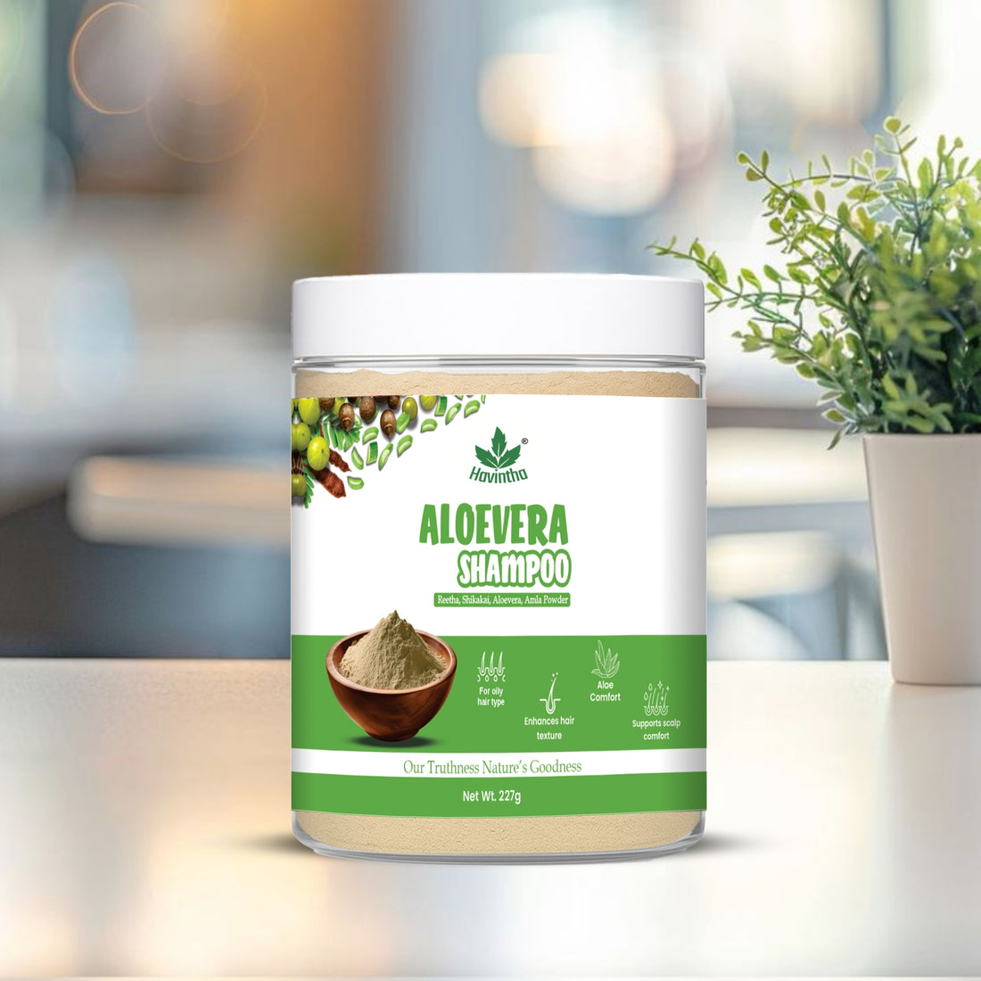 Natural Aloevera Powder Shampoo | for Oily Hair | Men & Women (227g)