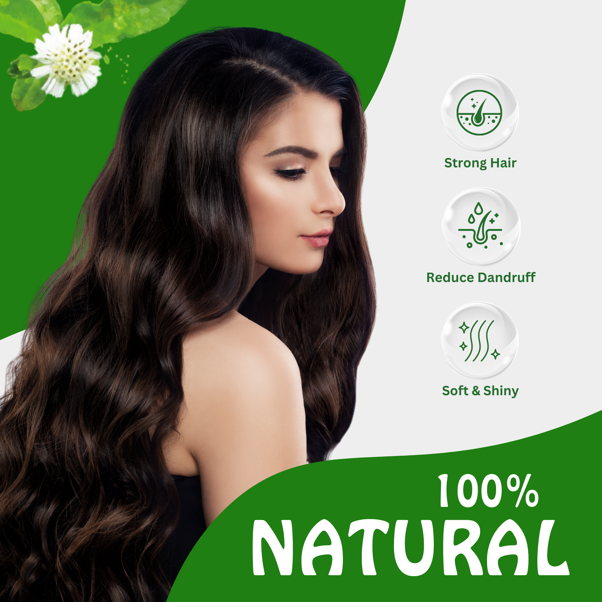 Bhringraj Powder For Hair Growth Split Ends Nourishment Dandruff Moisturising - 250 Grams