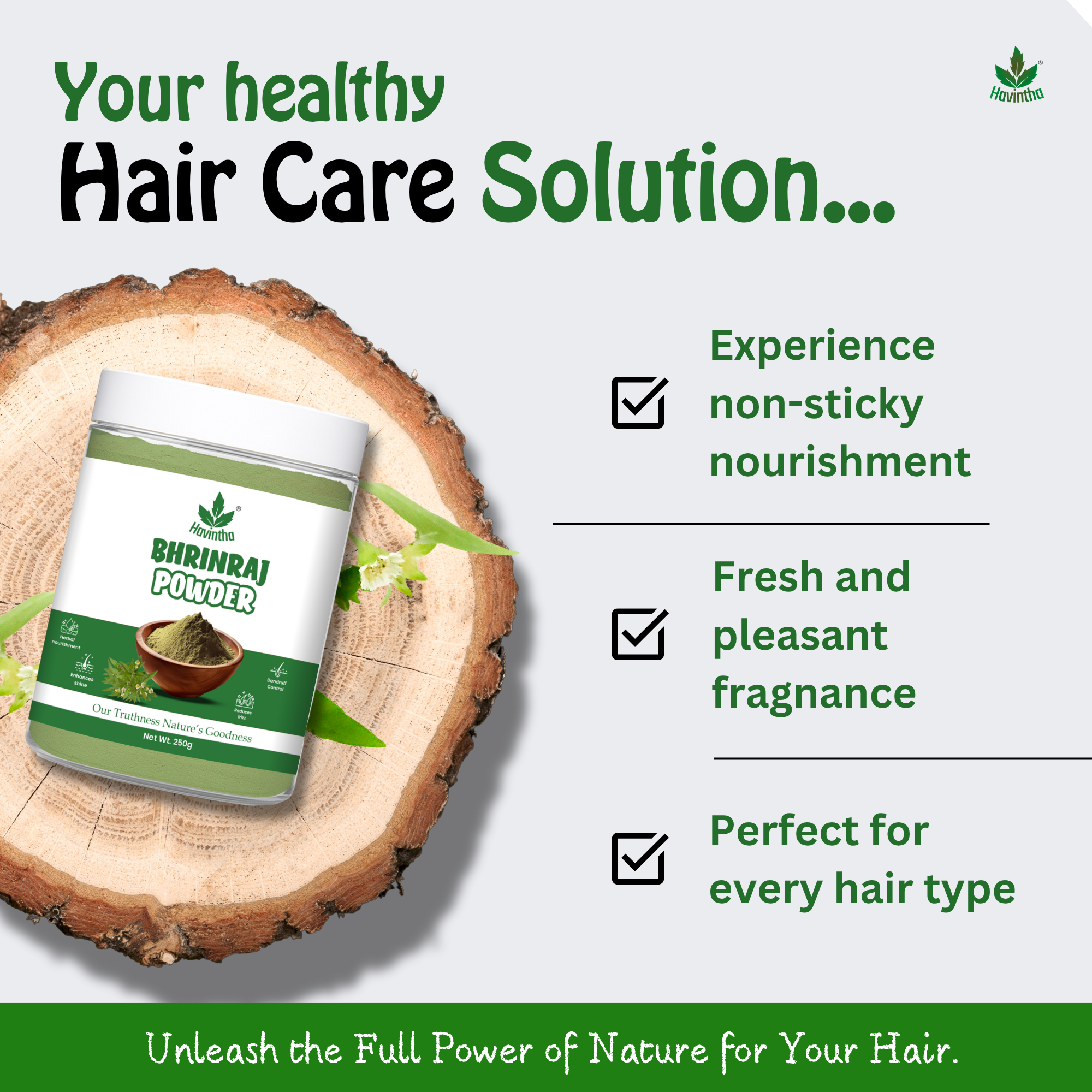 Bhringraj Powder For Hair Growth Split Ends Nourishment Dandruff Moisturising - 250 Grams