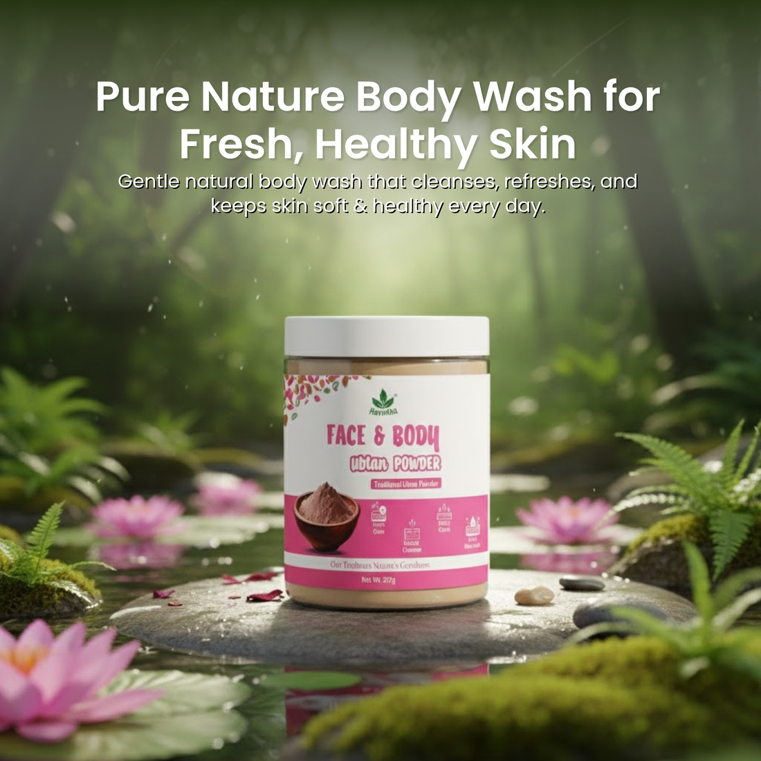 Havintha Natural Face and Body Ubtan Powder for All Skin Types (For Men and Women) - 227 gm