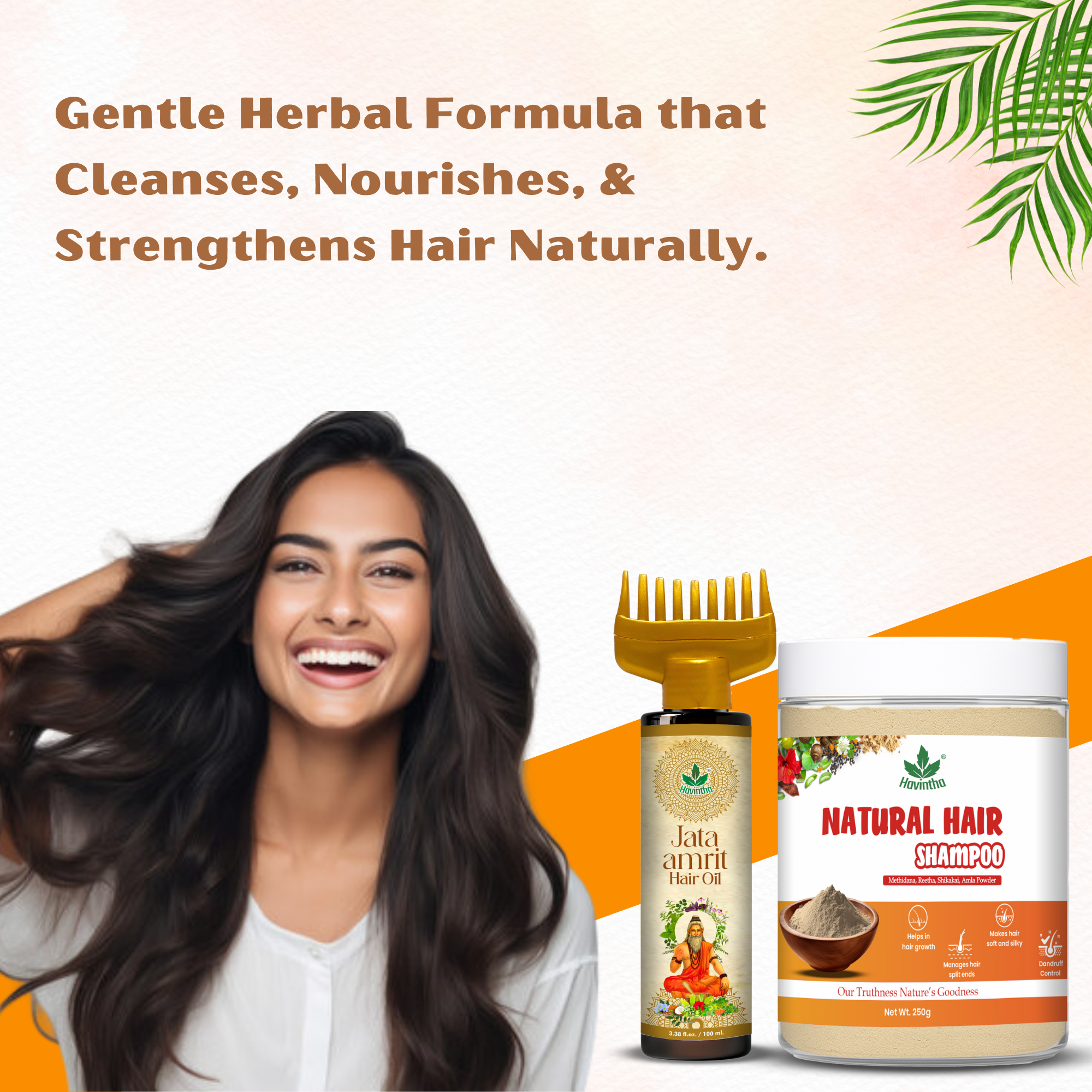 Natural Hair Shampoo (250g) for Scalp Clean & Hair Growth | Jata Amrit Hair Oil (100ml) for Nourishment & Shine | For Men & Women