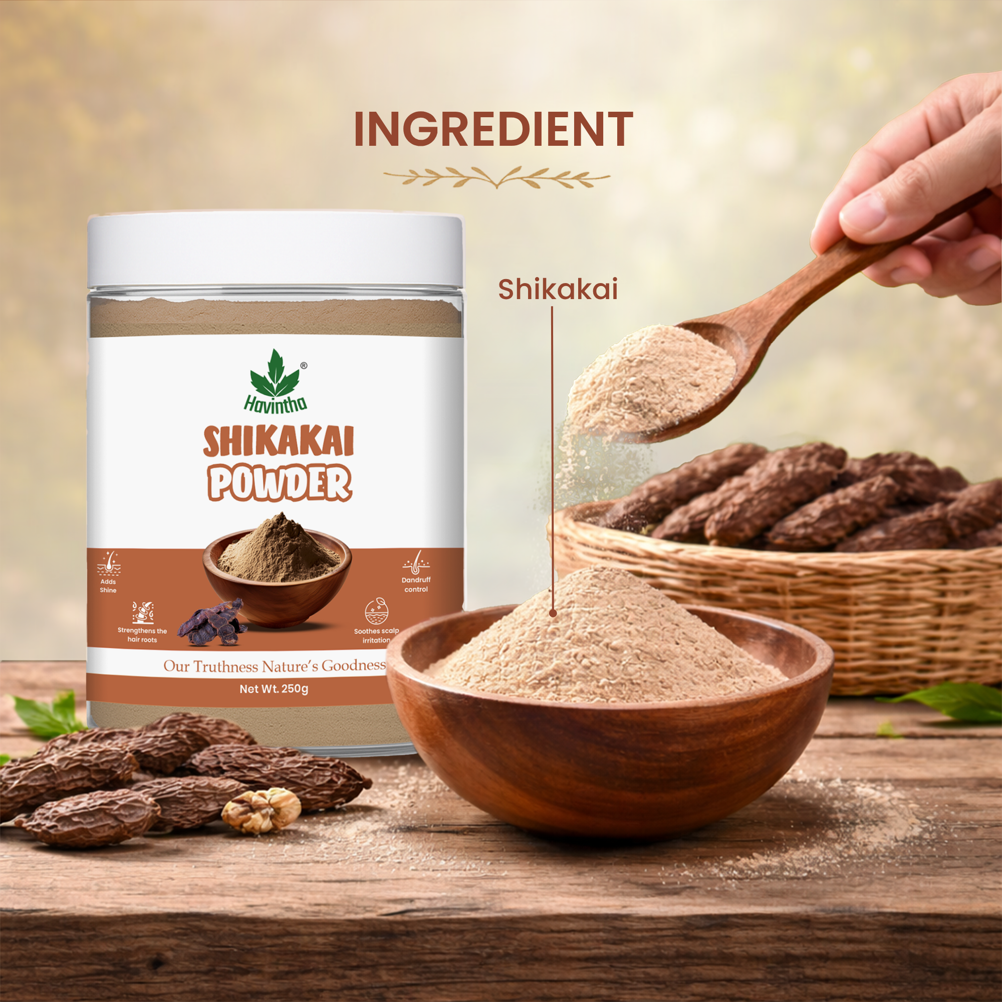 Havintha Shikakai Powder 250g | Natural Shikakai Powder for Hair Care | Healthy Hair Support