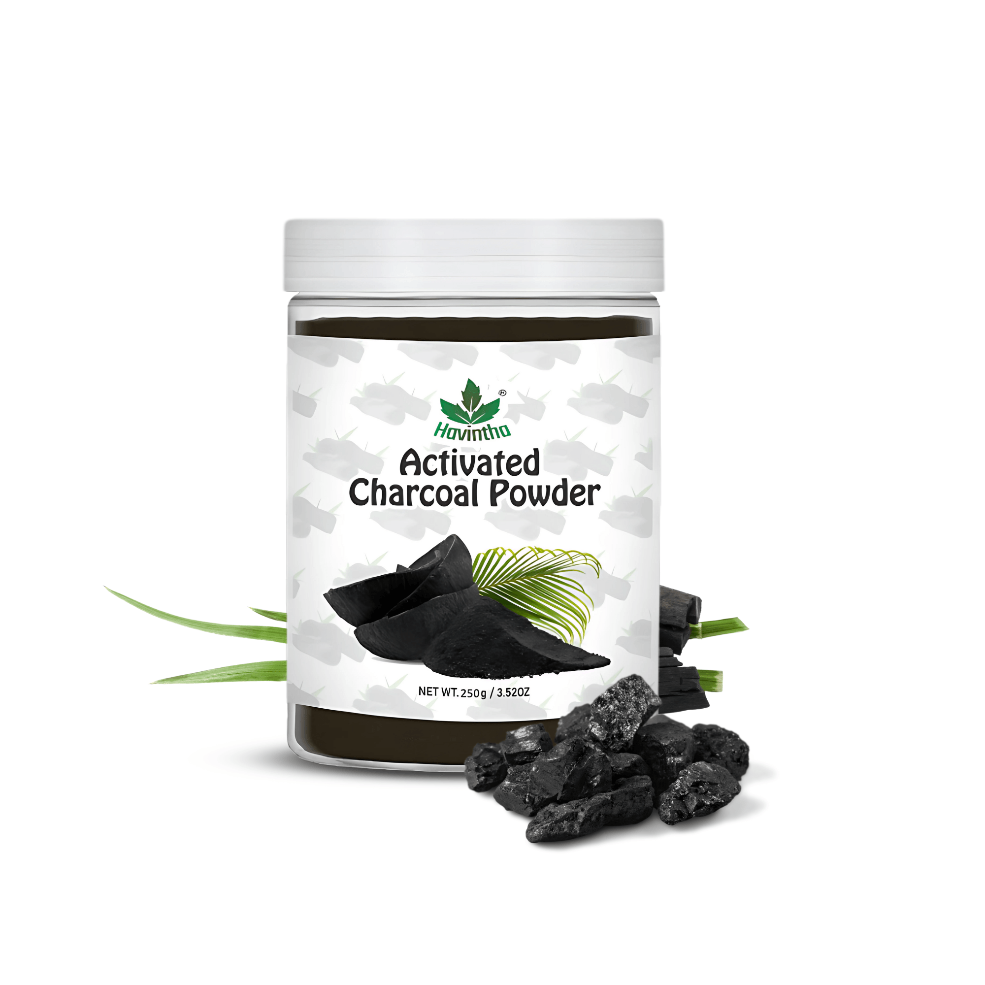 Havintha Activated Charcoal Powder | 100% Natural for Face & Body | 250 Grams (JAR)