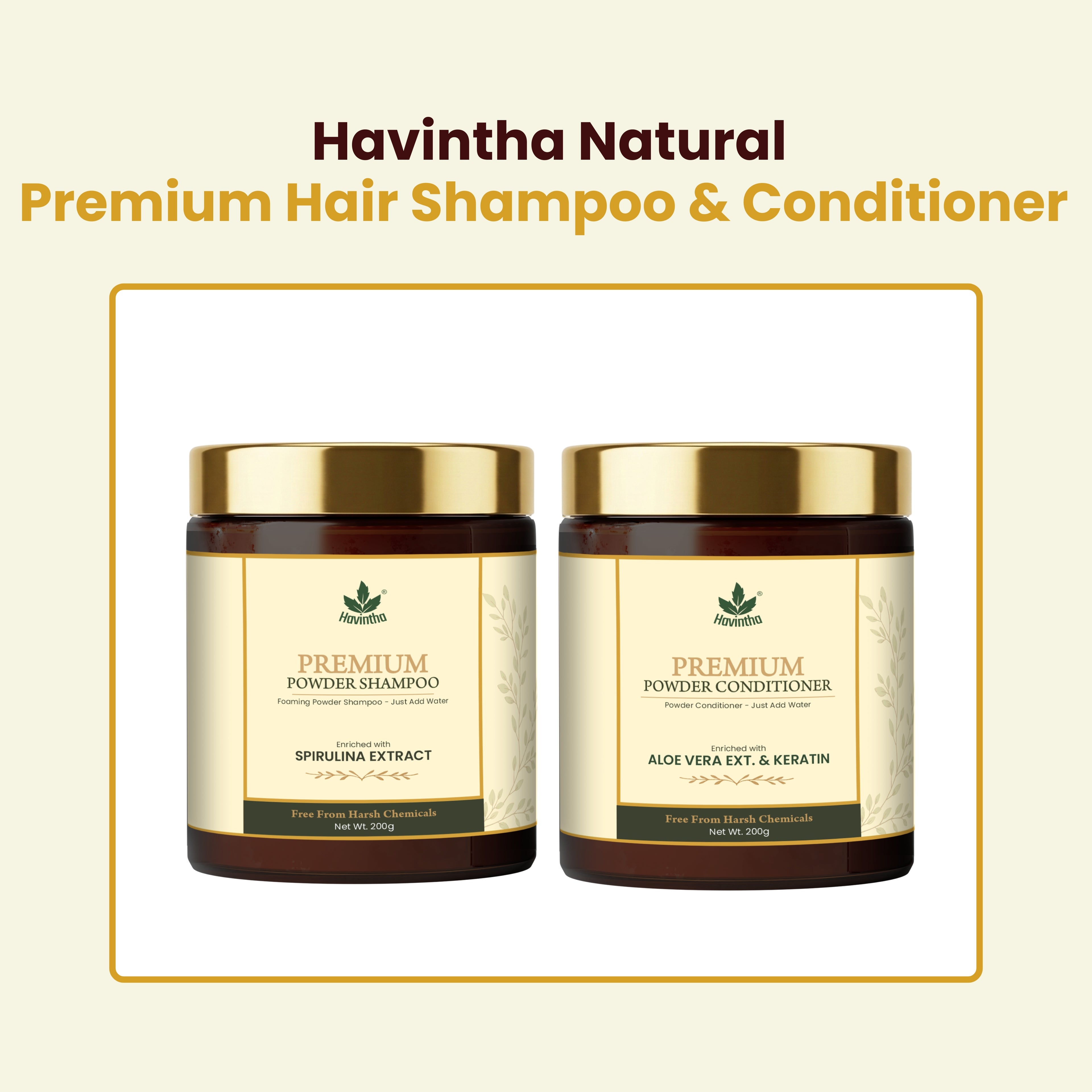 Havintha Premium Shampoo & Conditioner Combo with Shikakai, Aloe Vera & Keratin, 200g Each