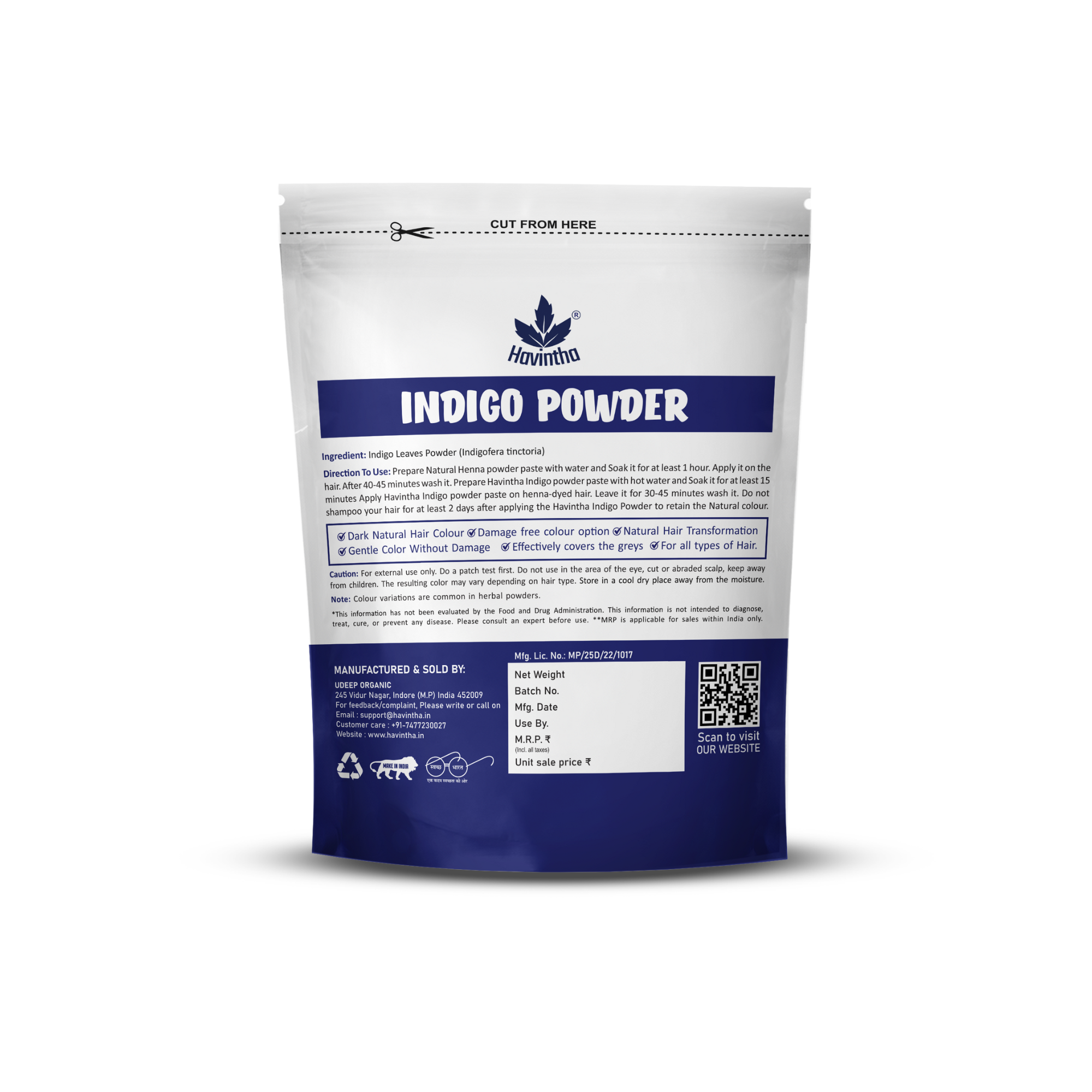 Natural Indigo Powder For Black Hair & Beard - 200 Grams