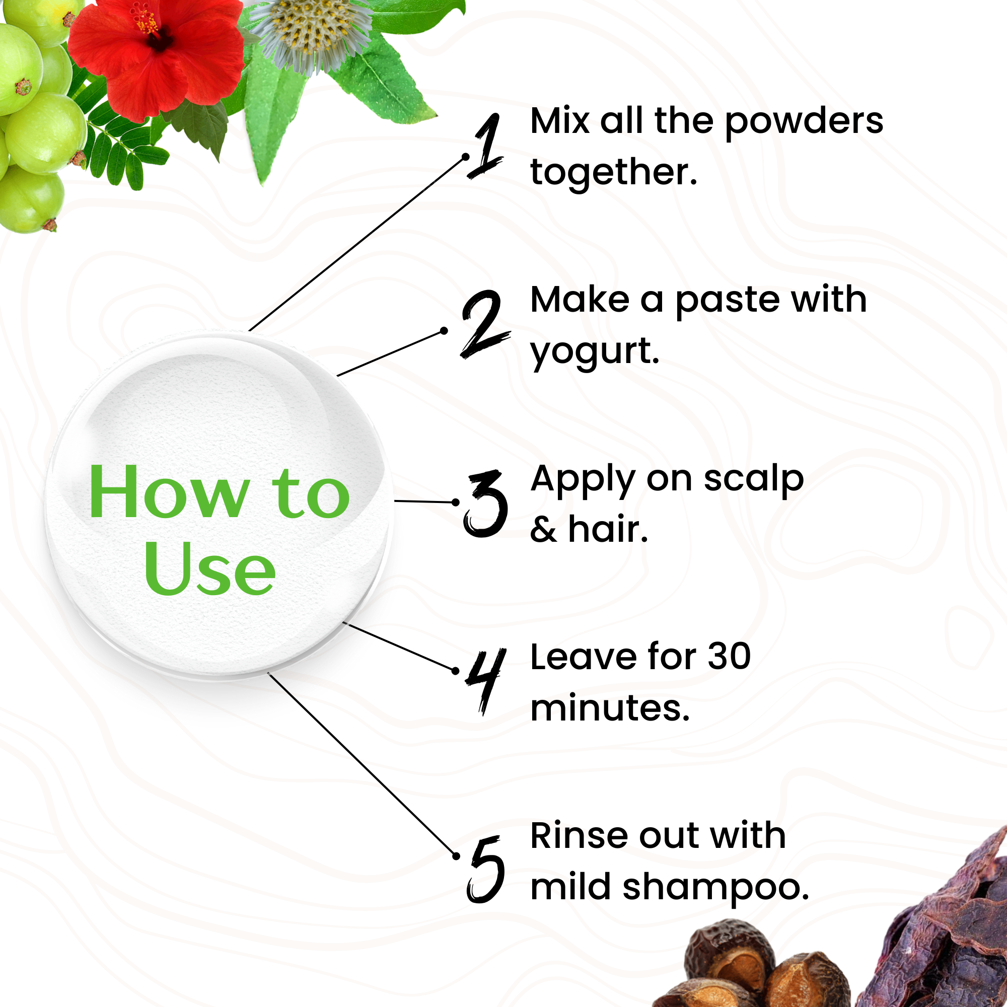 Havintha Amla Reetha Shikakai Methidana Hibiscus Bhringraj & Brahmi Powder - each 100 Grams (Combo pack of 7)