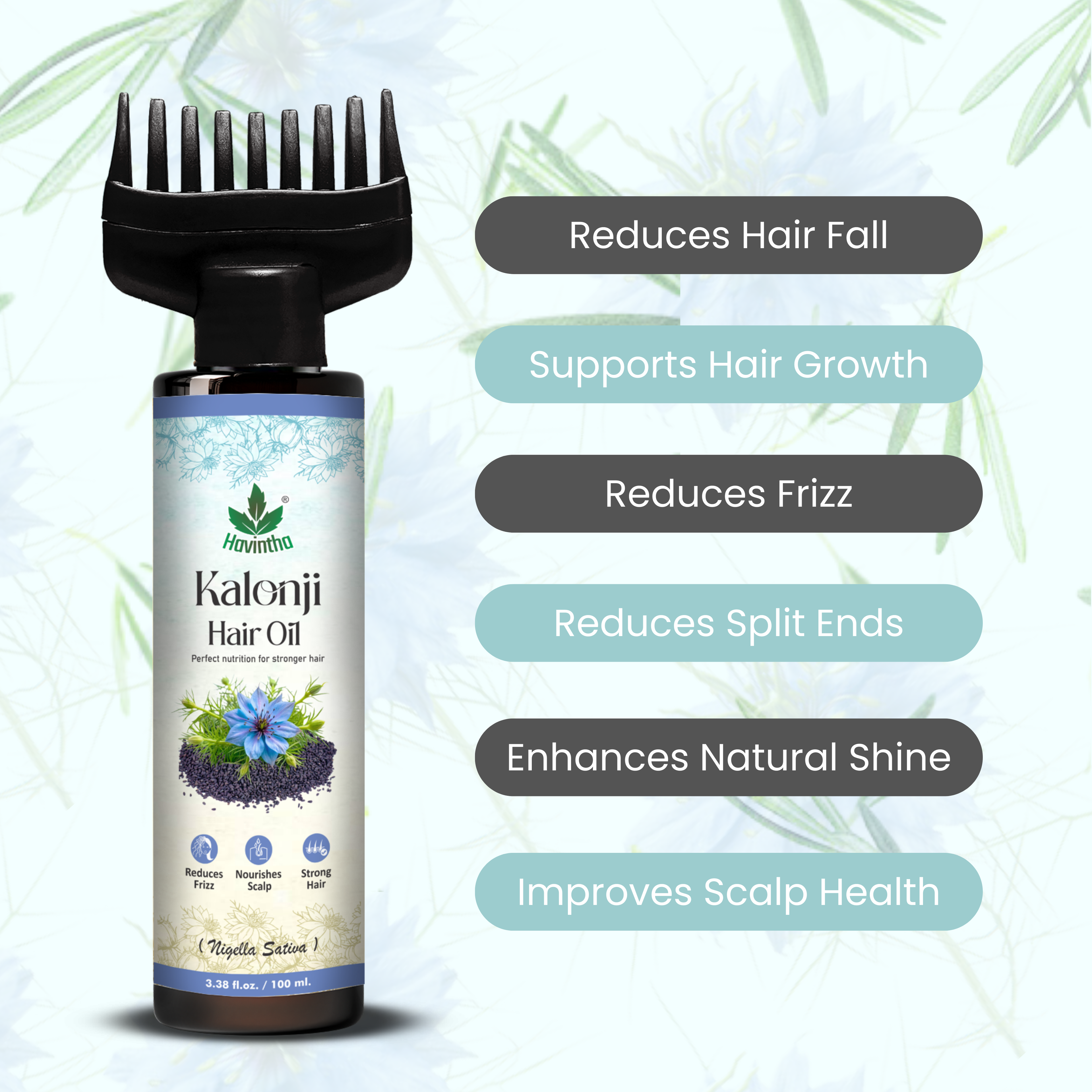 Havintha Natural Kalonji Hair Oil |Nourish & Strengthen Your Hair Naturally |Secret to Thick Hair |100 ml