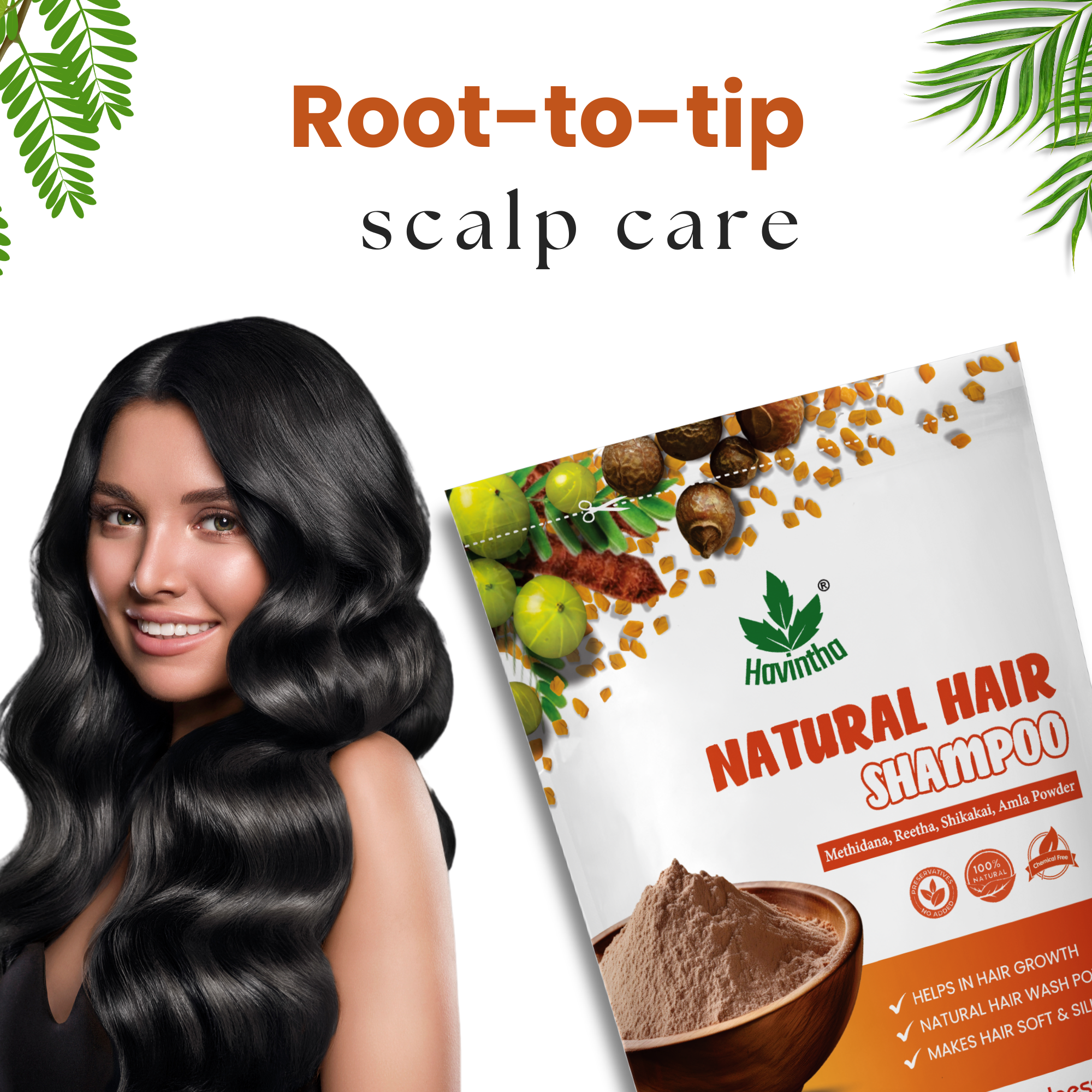 Natural Hair Shampoo with Methi Dana, Amla, Reetha & Shikakai – Fights Hair Fall & Promotes New Hair Growth |Men & Women (227g)