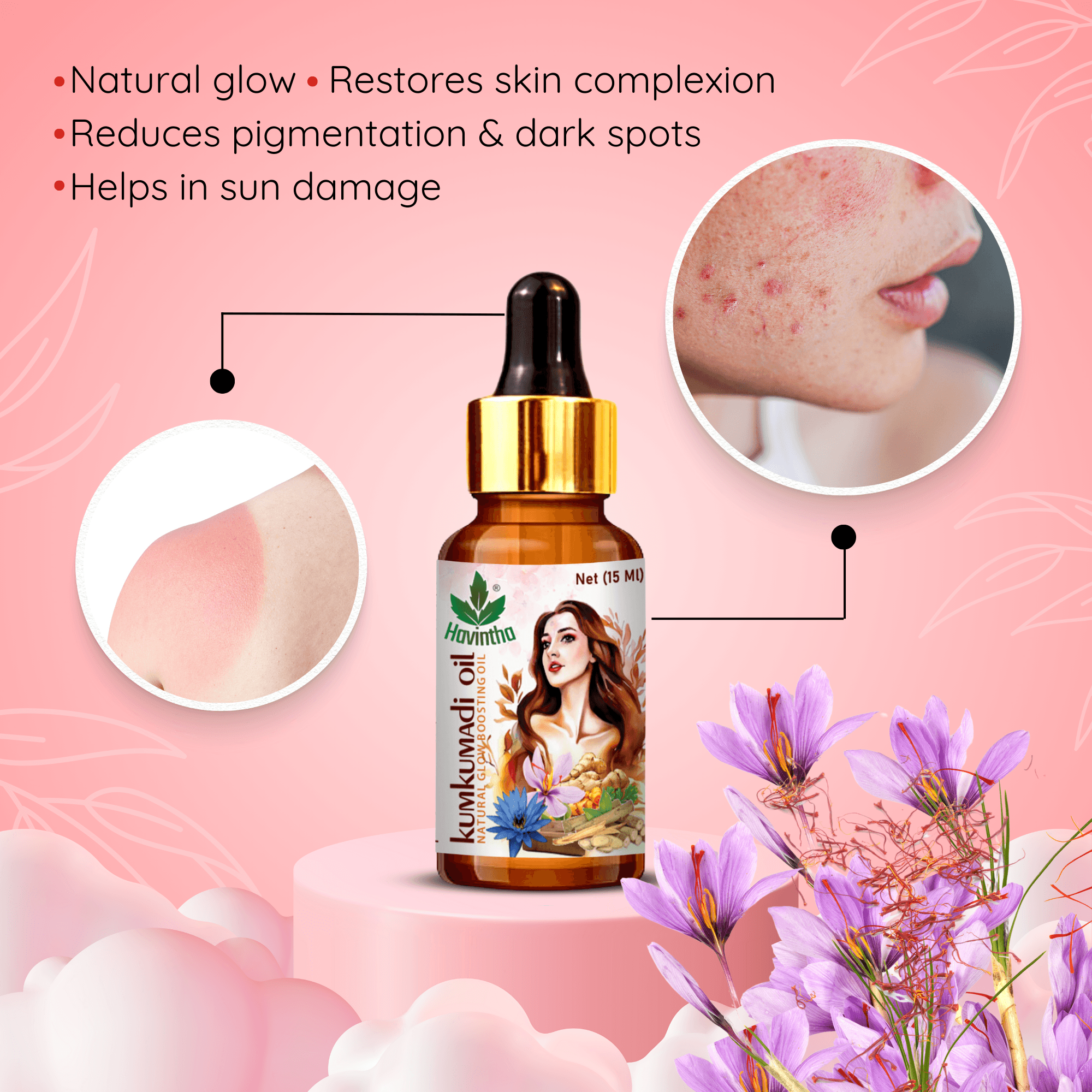 Havintha Special Essential Oil Combo | Rosemarry, Rose and Kumkumadi | for Hair and Skin