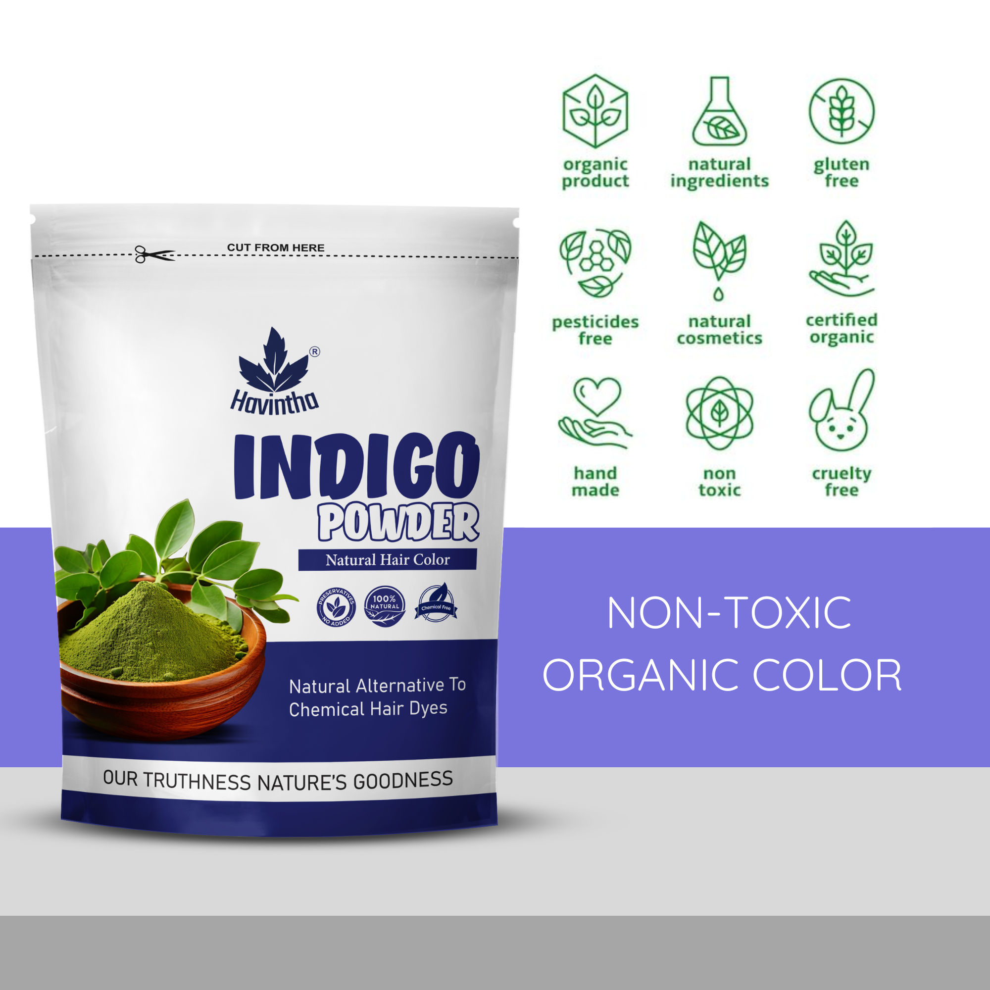 Natural Indigo Powder For Black Hair & Beard - 200 Grams