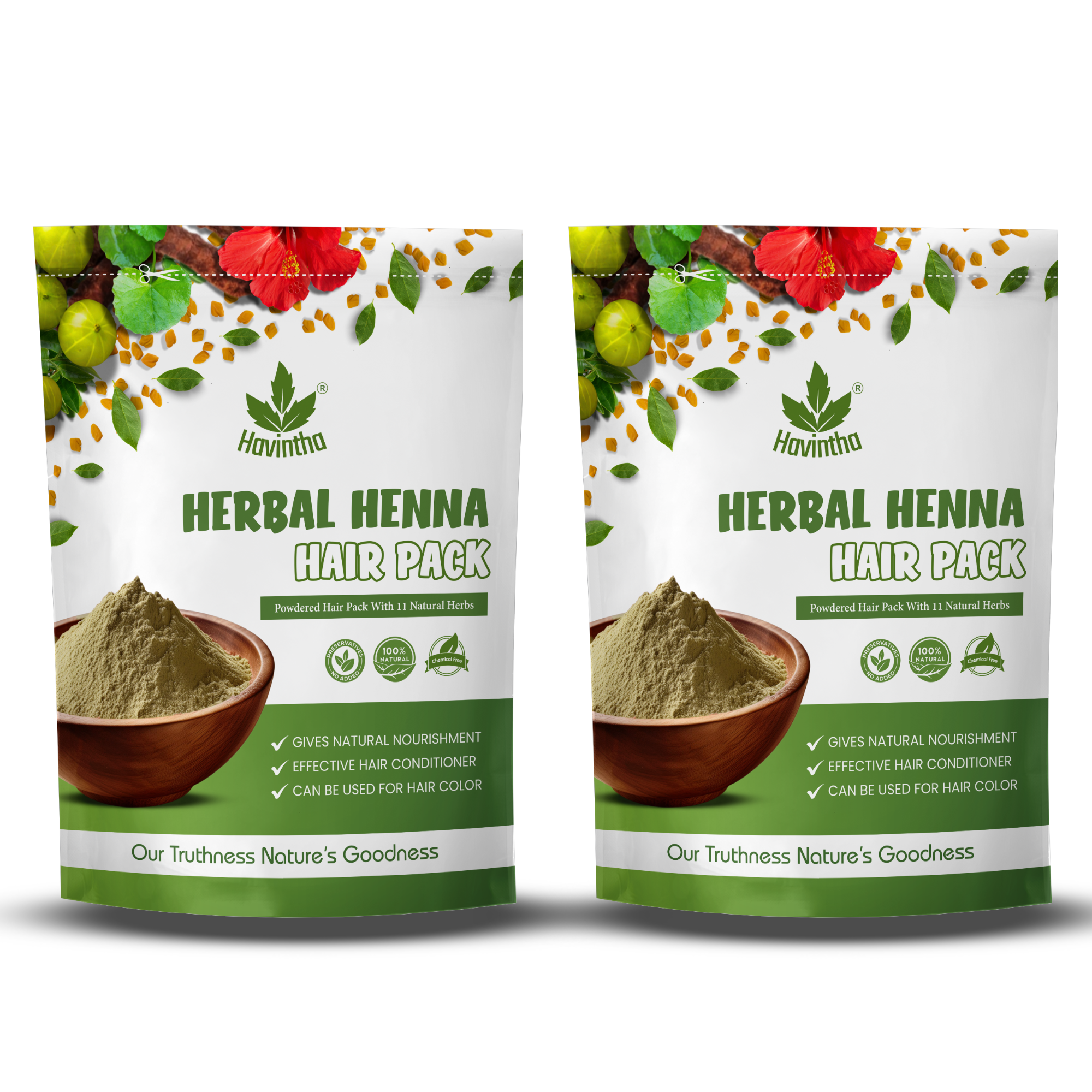 Havintha Natural Herbal Henna Hair Pack 11 Herbs Mix Mehndi Powder (227 g)