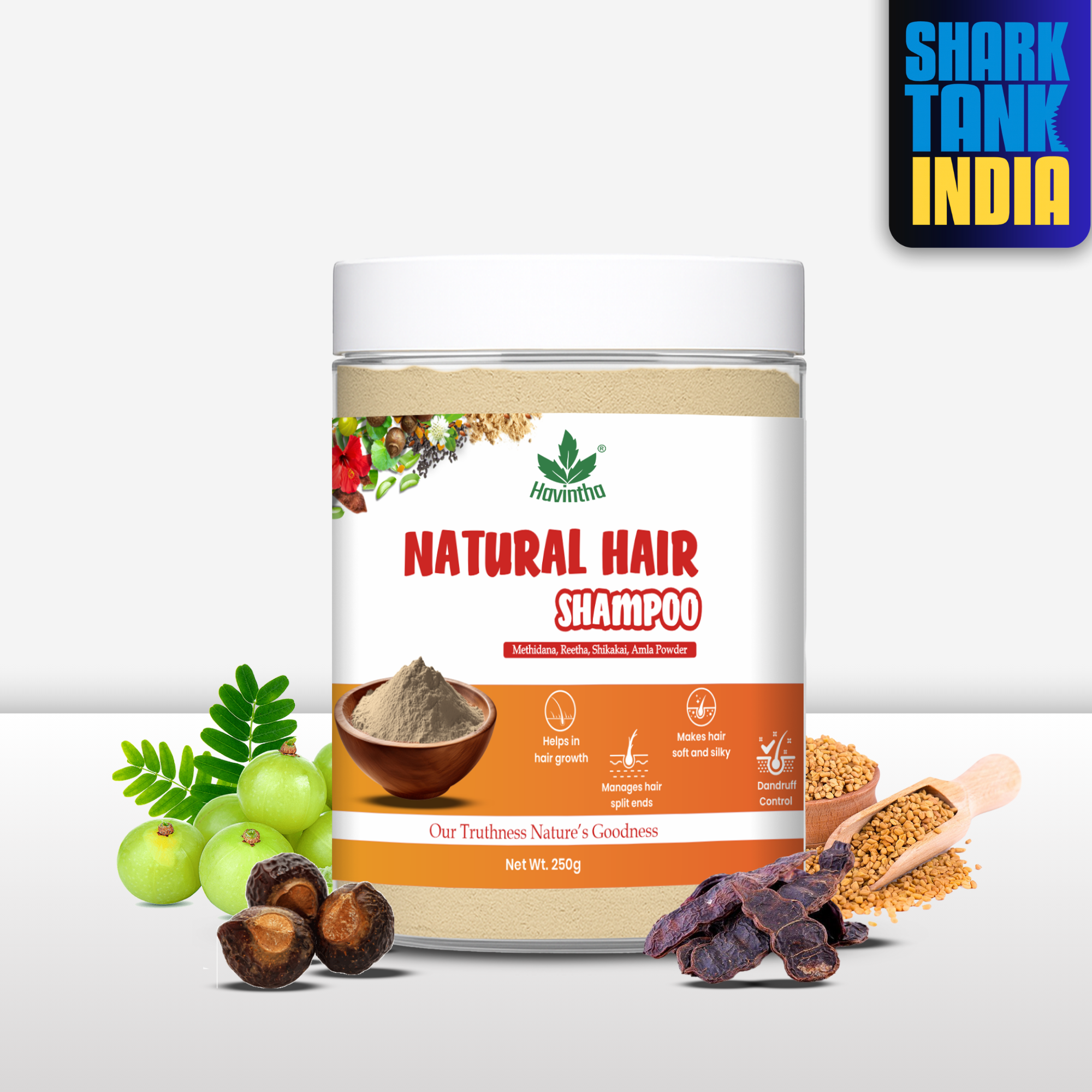 Natural Hair Shampoo with Methi Dana, Amla, Reetha & Shikakai – Fights Hair Fall & Promotes New Hair Growth |Men & Women (250g)