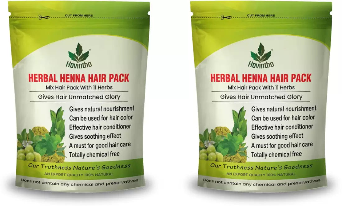 Havintha Natural Herbal Henna Hair Pack 11 Herbs Mix Mehndi Powder (227 g)