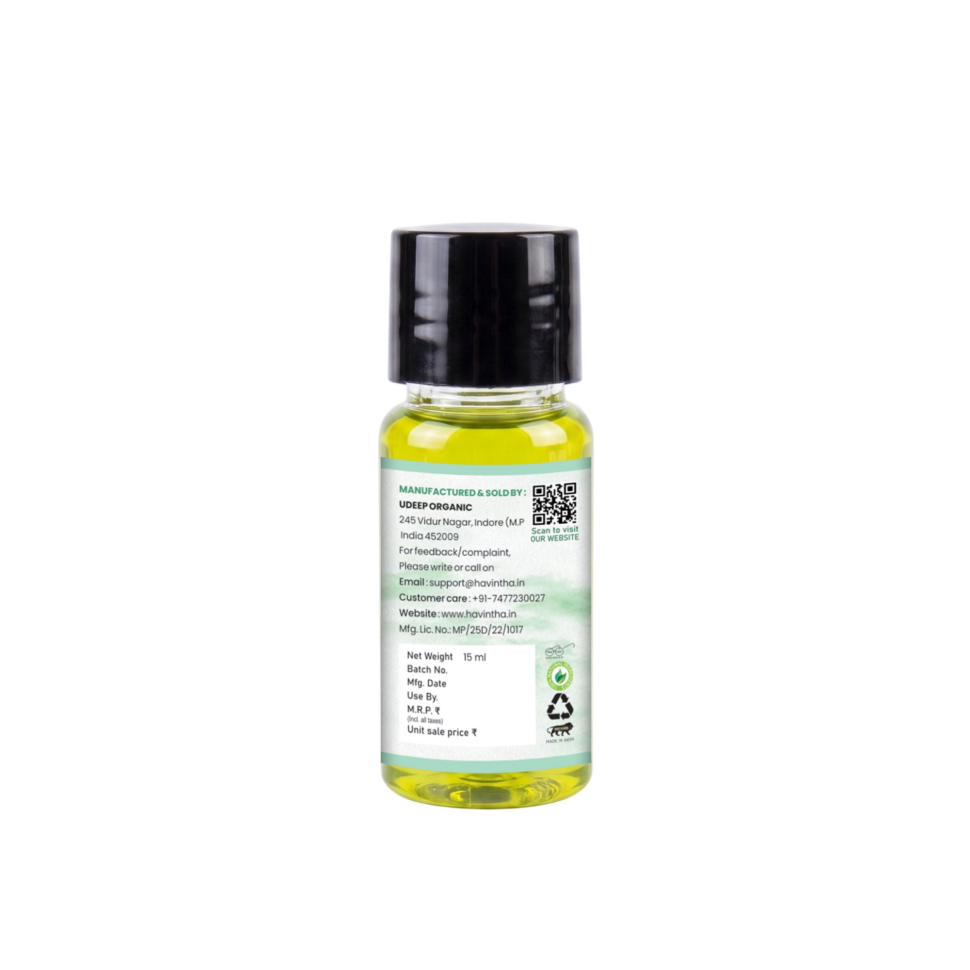 Havintha Organic Rosemary Hair Oil 15ml | Hair Growth Support & Hair Fall Control | For Men & Women