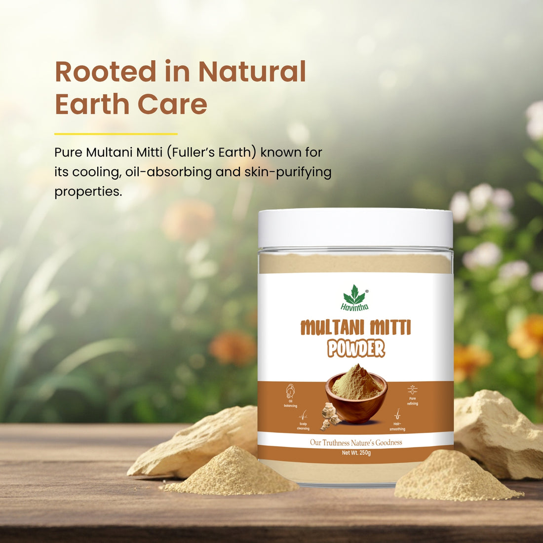 Havintha Natural Multani Mitti Powder | Natural Face Pack & Skin Care | 250 Grams (JAR)