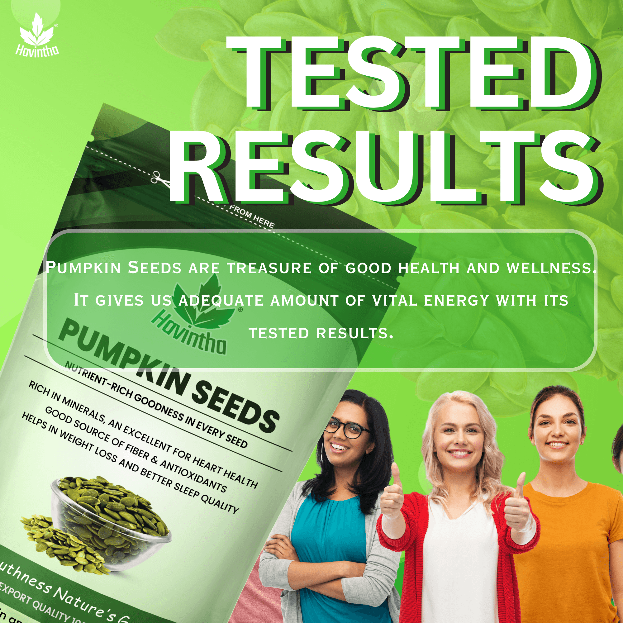 Havintha pumpkin seeds for Eating (Raw And Unroasted), Immunity Booster Seeds - 100 Grams