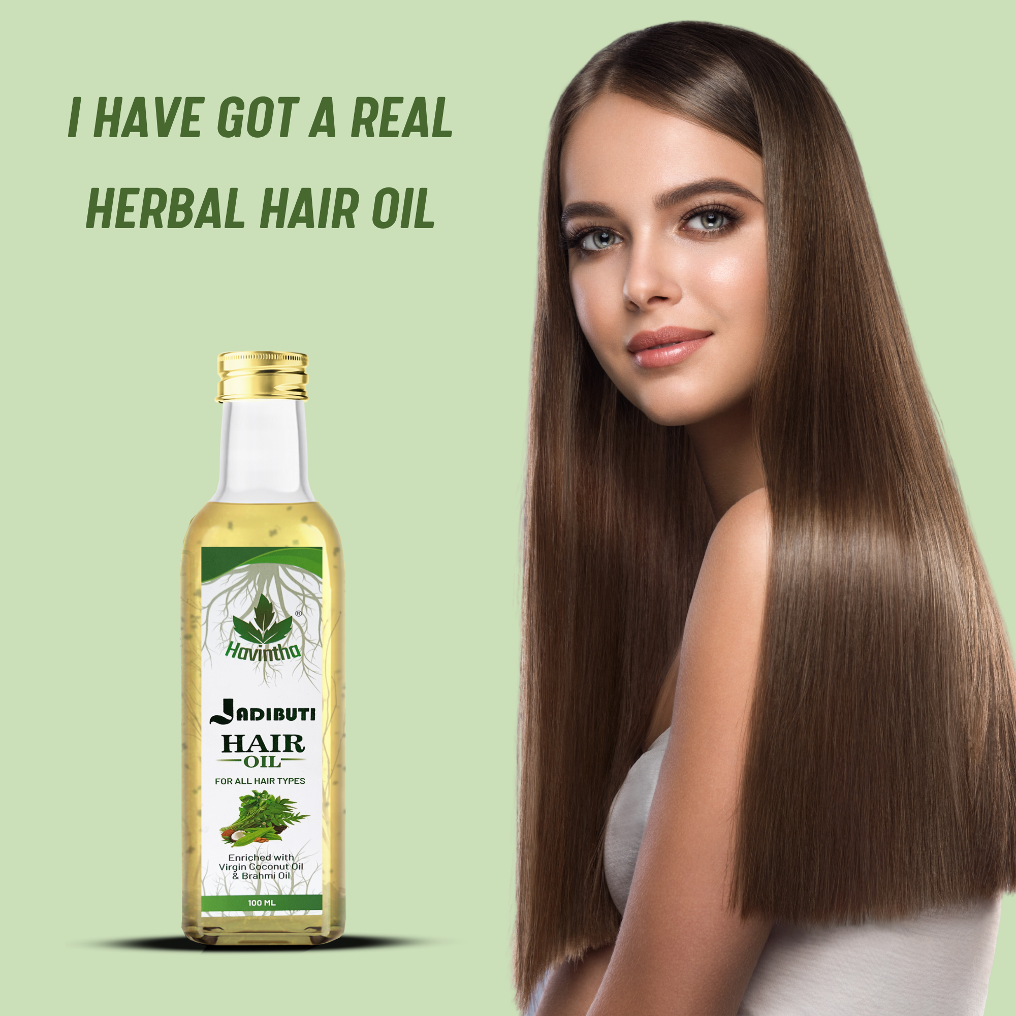 Havintha Natural Jadibuti Hair Oil For Hair Growth And Hair Fall Control With Tea Tree, Olive, Curry Leaves, Ridged Gourd, Almond, Jatamansi, Bhringraj, And Brahmi Oil - 100 ML