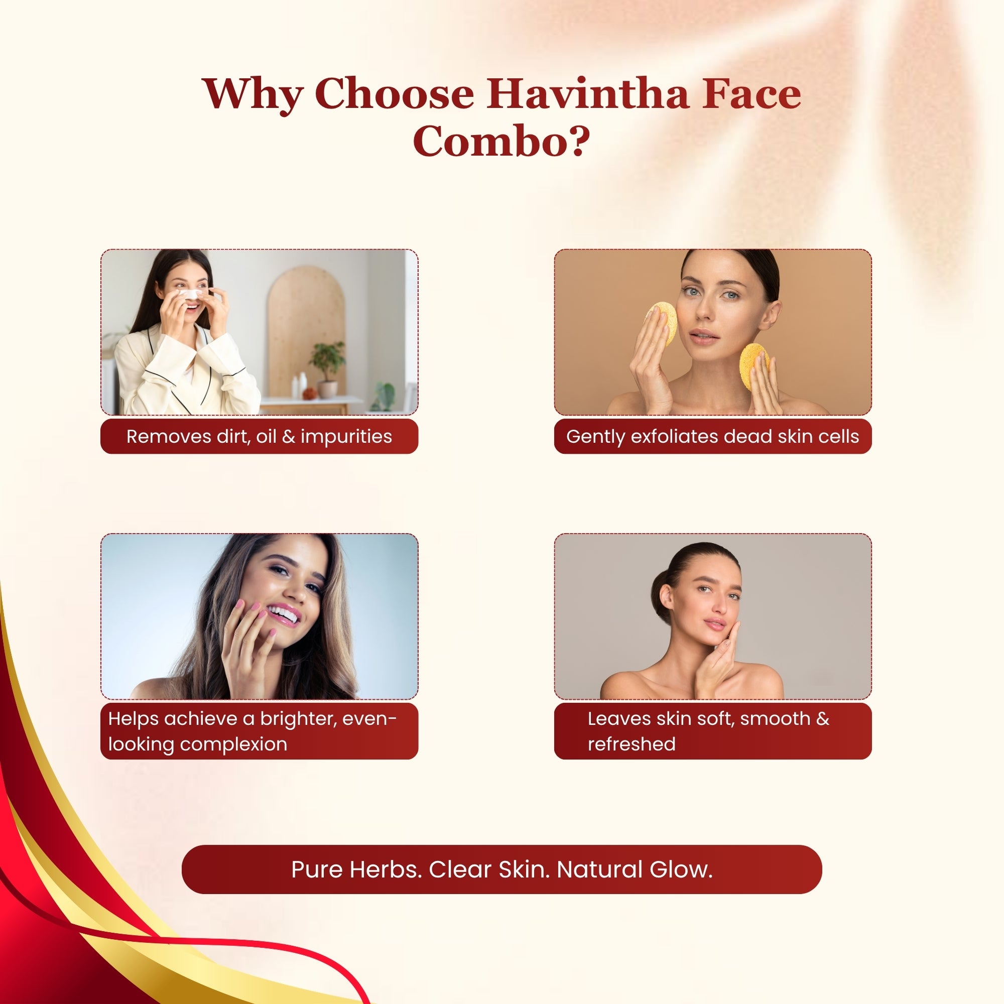 Havintha Natural Face Pack Combo 300g | Multani Mitti, Sandalwood, Orange Peel, Rose Petal, Masoor Dal & Amba Haldi | Herbal Skin Care