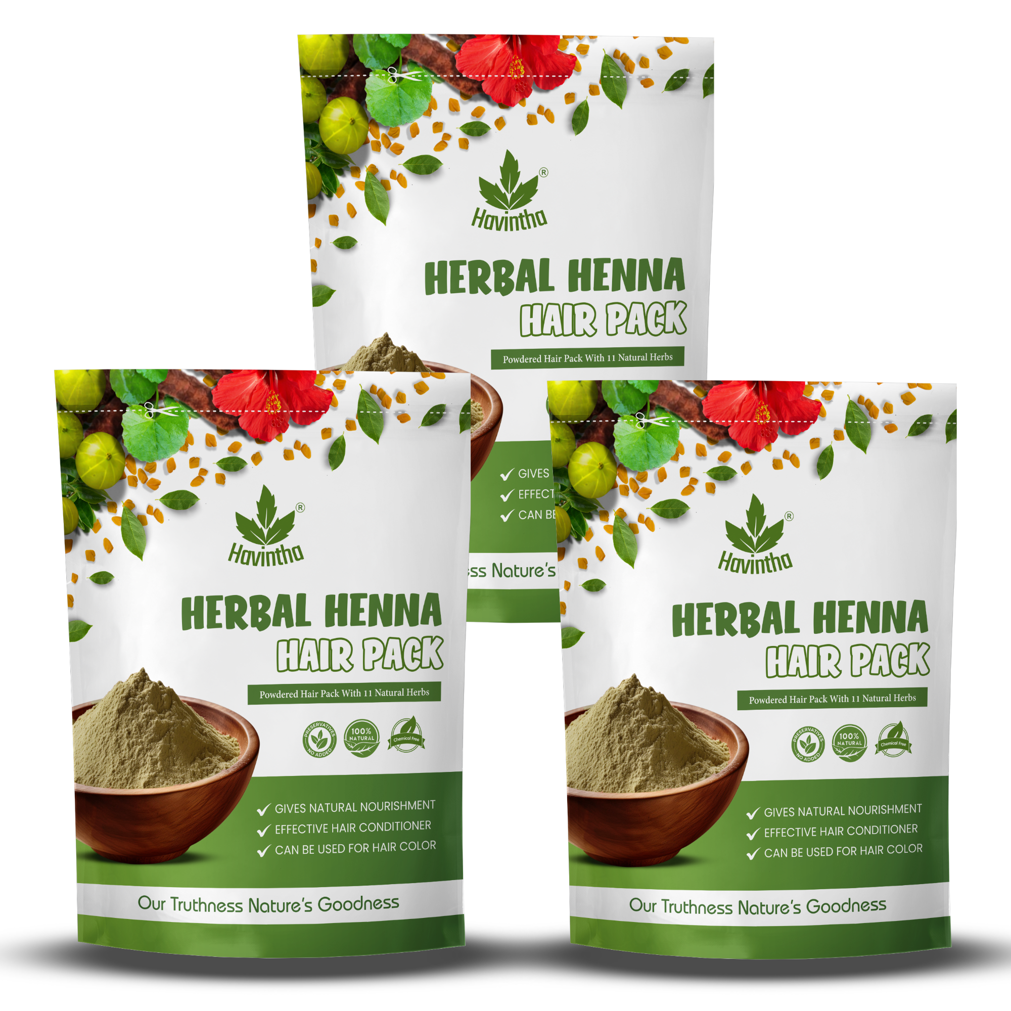 Havintha Natural Herbal Henna Hair Pack 11 Herbs Mix Mehndi Powder (227 g)