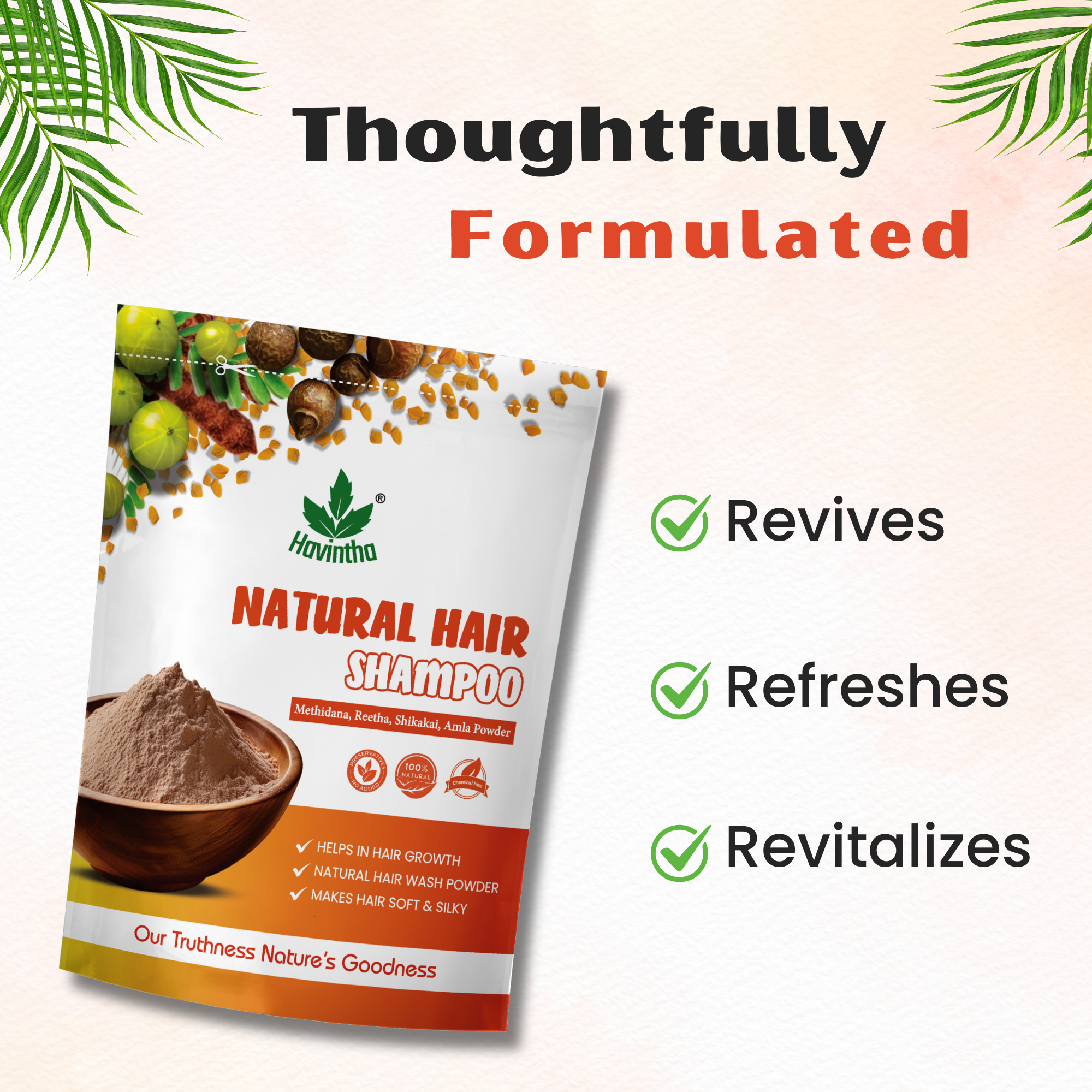 Natural Hair Shampoo (227g) | Jata Amrit Hair Oil (100ml) & Havintha Natural Henna Paste (200g)