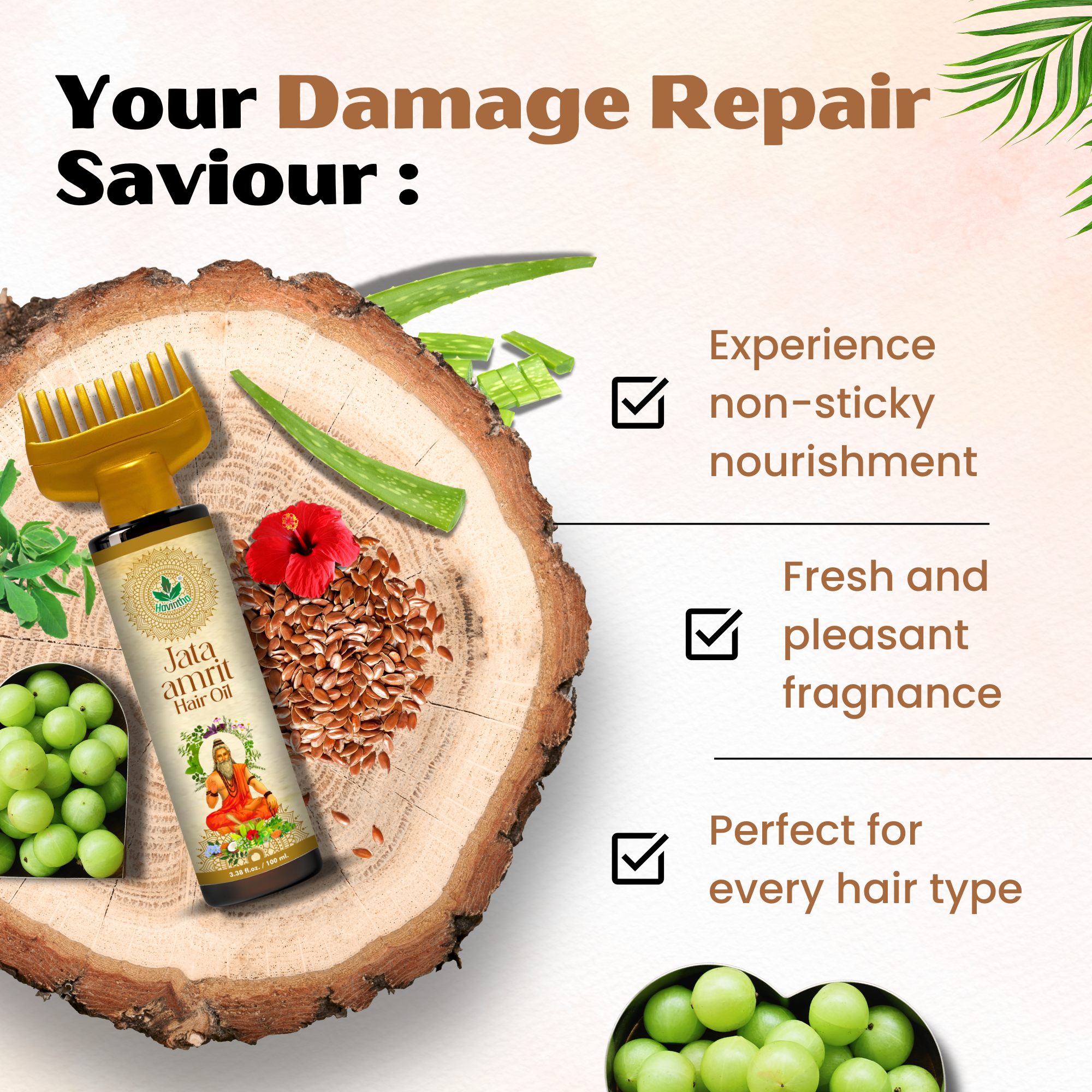 Natural Hair Shampoo (227g) | Jata Amrit Hair Oil (100ml) & Havintha Natural Henna Paste (200g)