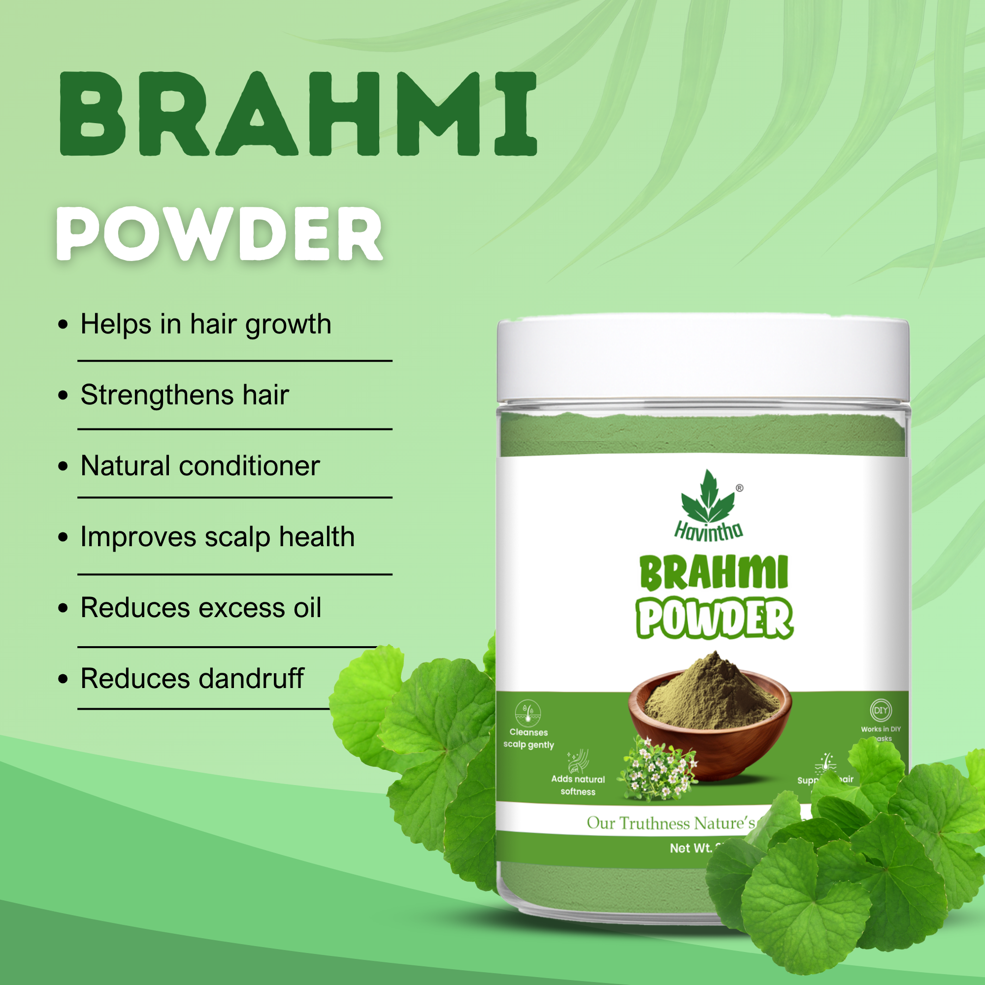 Havintha Brahmi Powder | For Good Health & Haircare | 250 Grams (JAR)