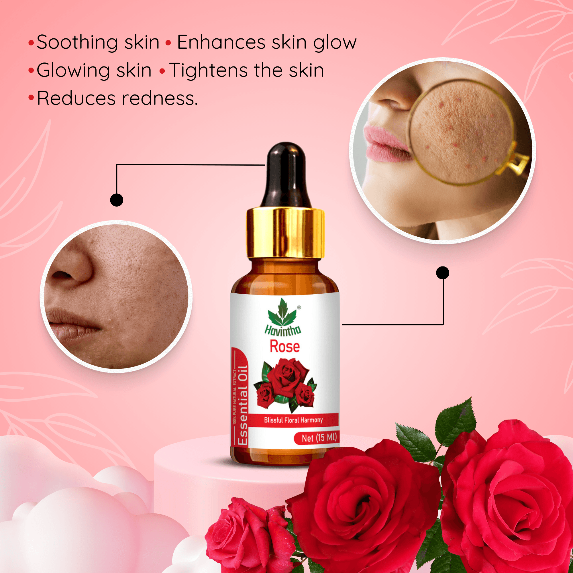 Havintha Special Essential Oil Combo | Rosemarry, Rose and Kumkumadi | for Hair and Skin