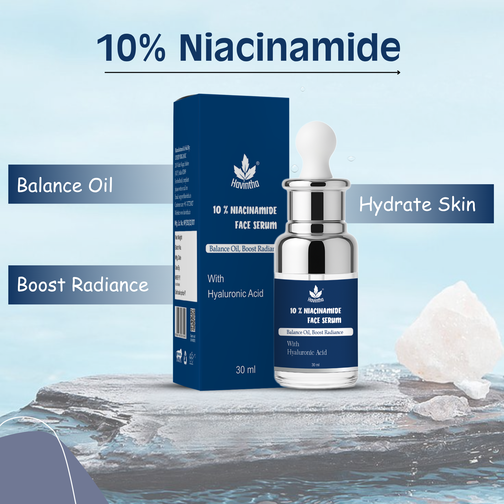 Havintha 10% Niacinamide Serum for Acne-Prone Skin – Oil Control | Spot Reduction | Pore Minimizer