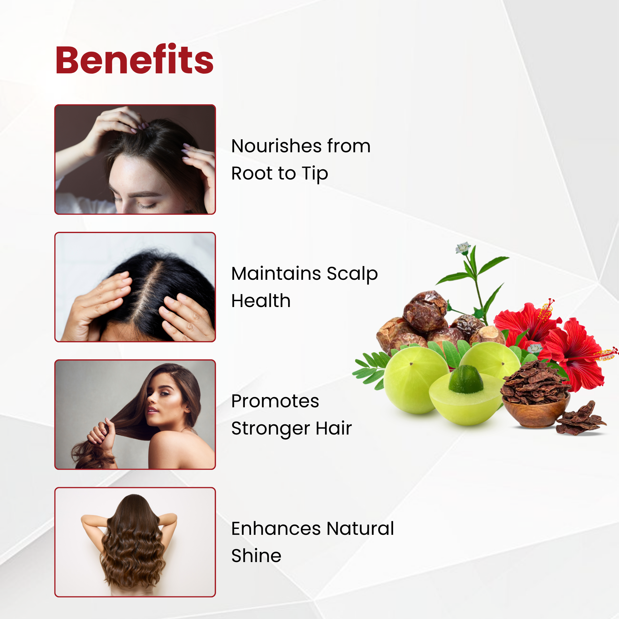 Havintha Amla, Reetha, Shikakai, Bhringraj and Hibiscus powder for Hair care (each 50 gram )