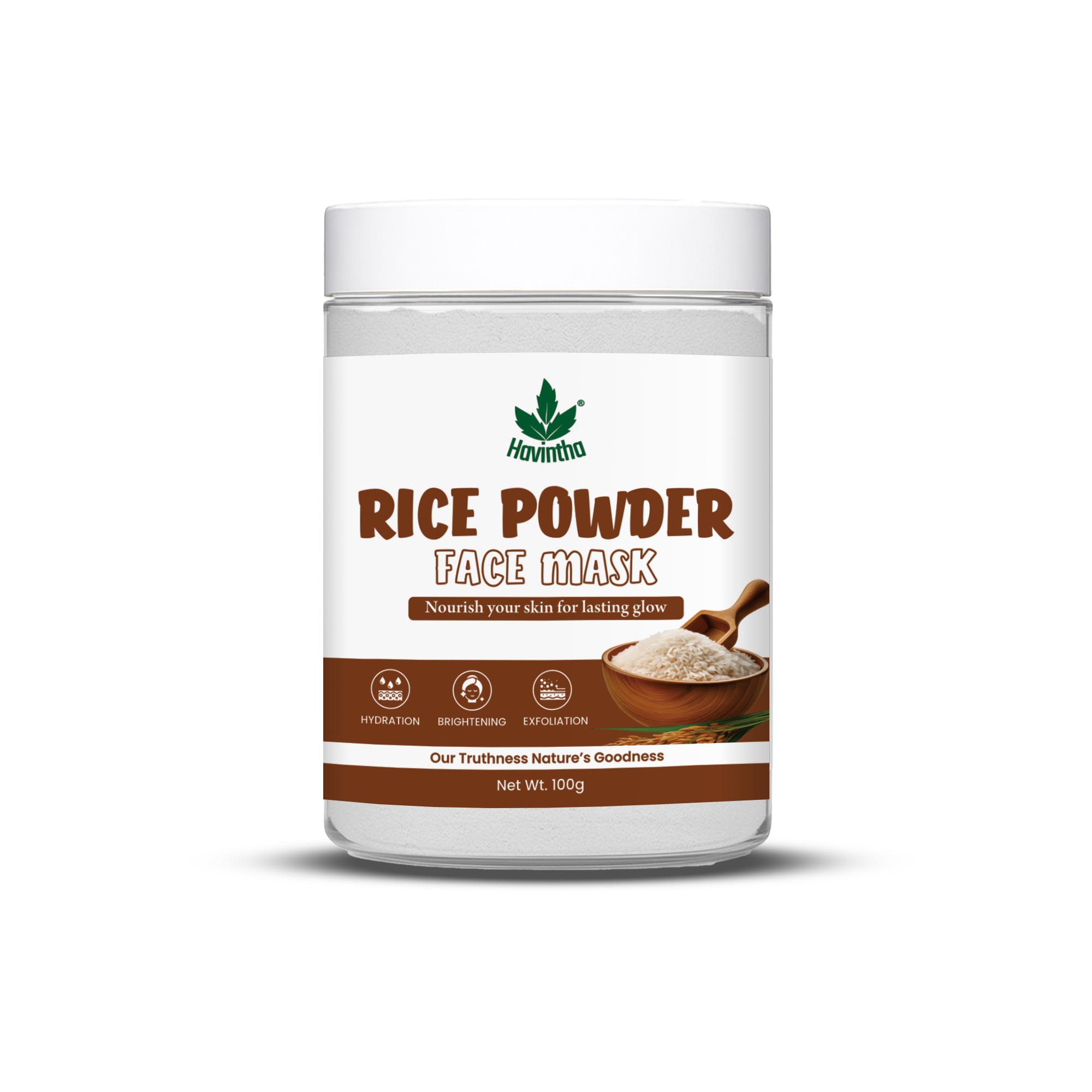 Havintha Natural Rice Powder Mask | Brightening Rice Mask | Glowing Skin | 100 Grams