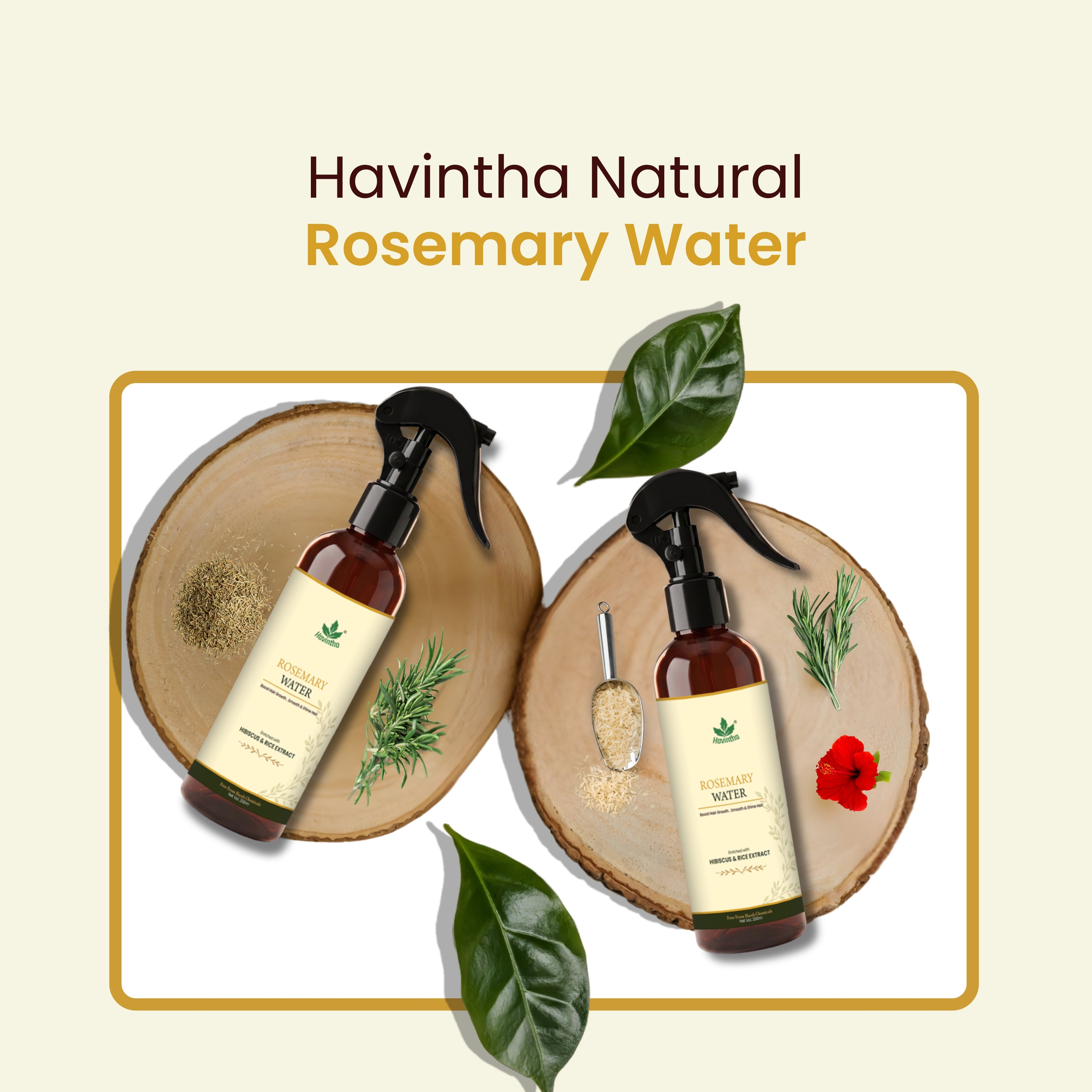 Havintha Natural Rosemary Water Spray 200ml | Rosemary Hair Mist for Stronger, Shiny & Healthy Hair