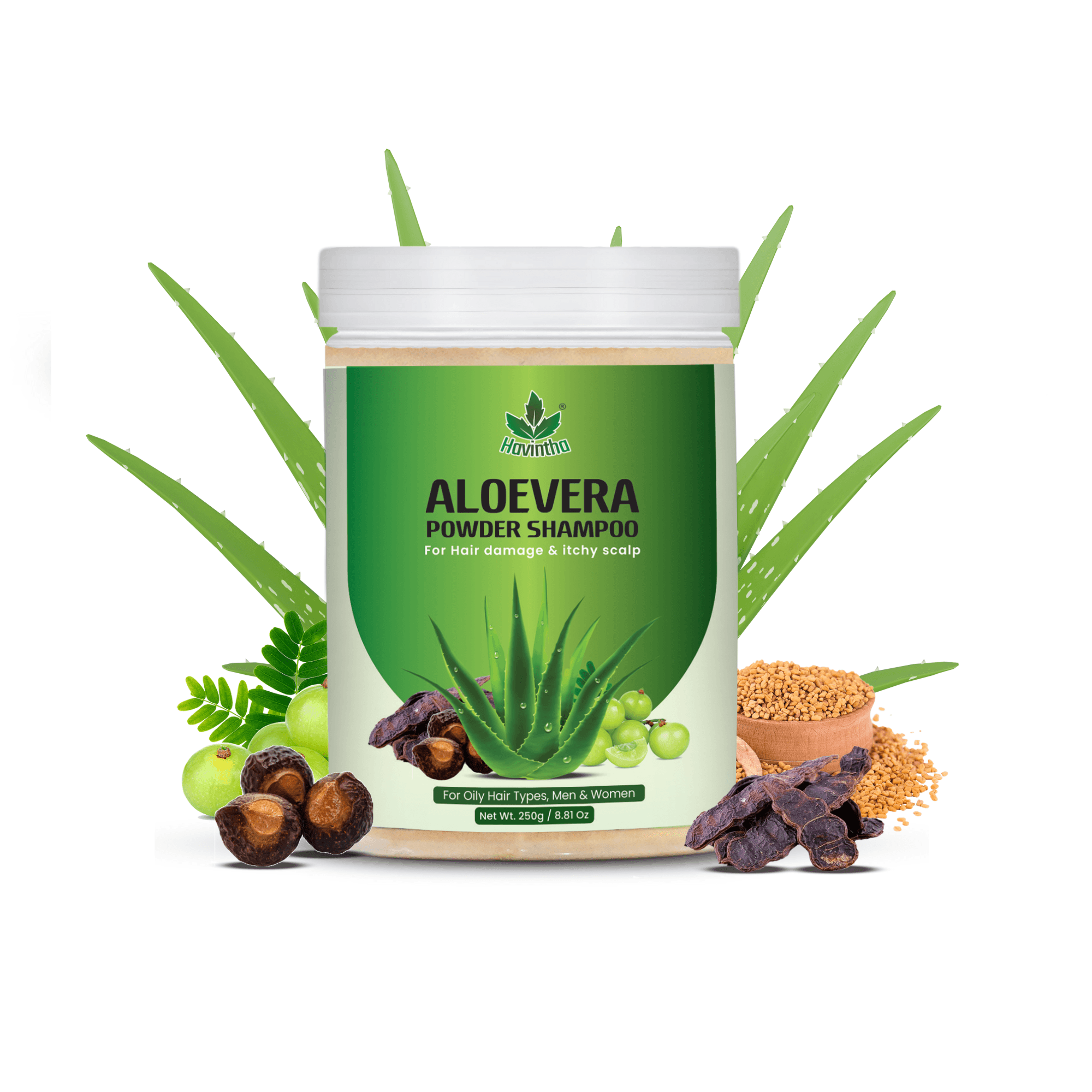 Natural Aloevera Powder Shampoo | For Hair Damage & Itchy Scalp | All Hair Types | Men & Women (250g)