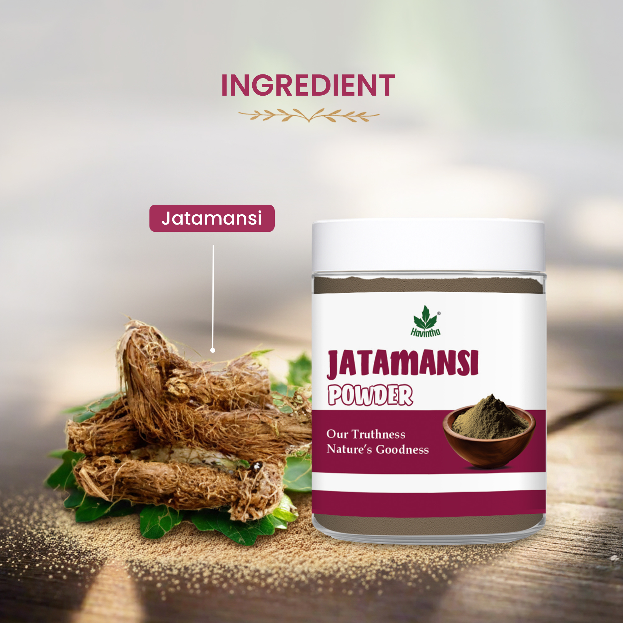Havintha Natural Jatamansi Powder | For Strong Hair | 80 Grams (JAR)