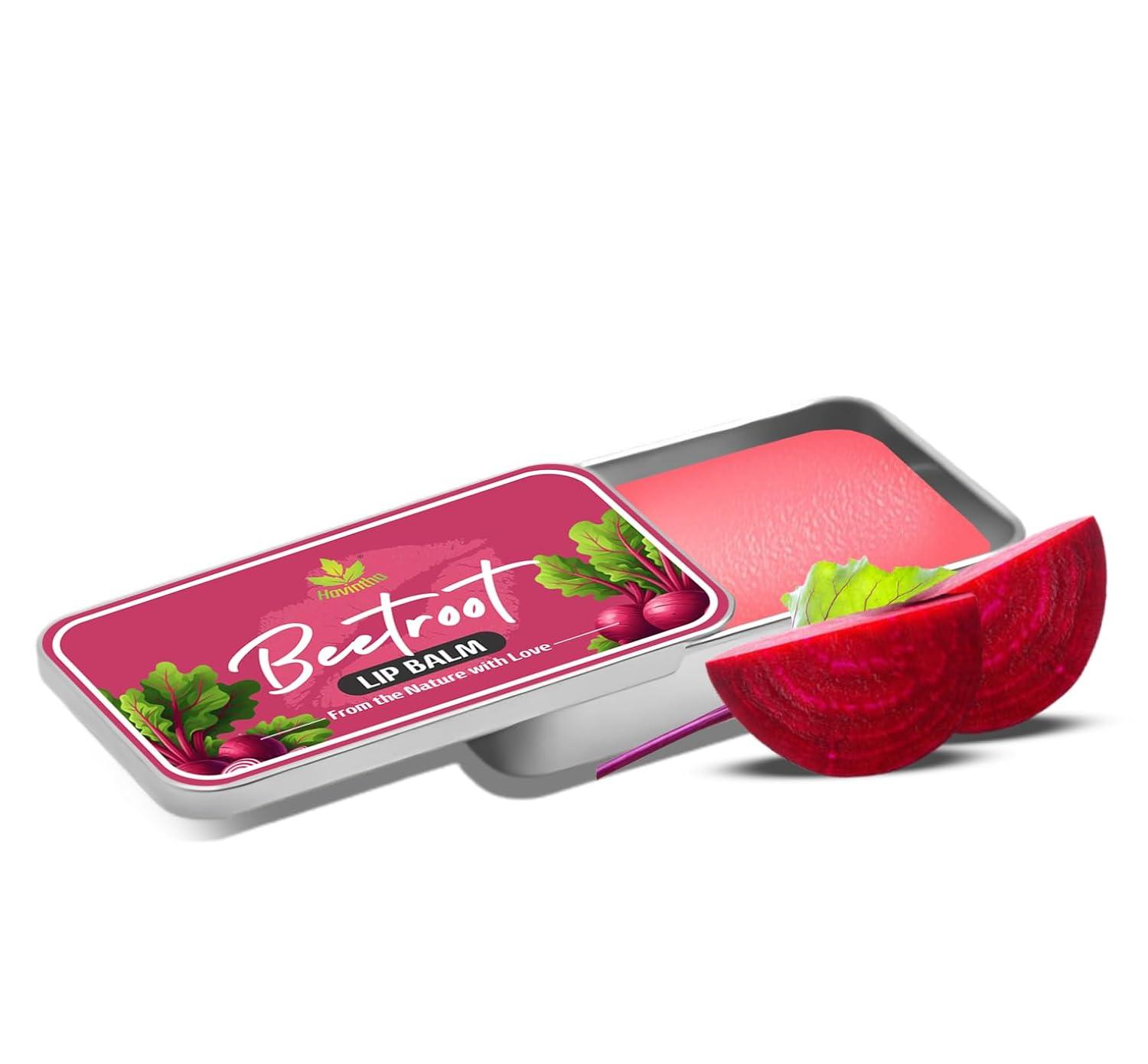 Havintha Organic Beetroot Lip Balm For Natural Pink Lips 10gm | Lip Balm for Dry and Chapped Lips | For Women & Men